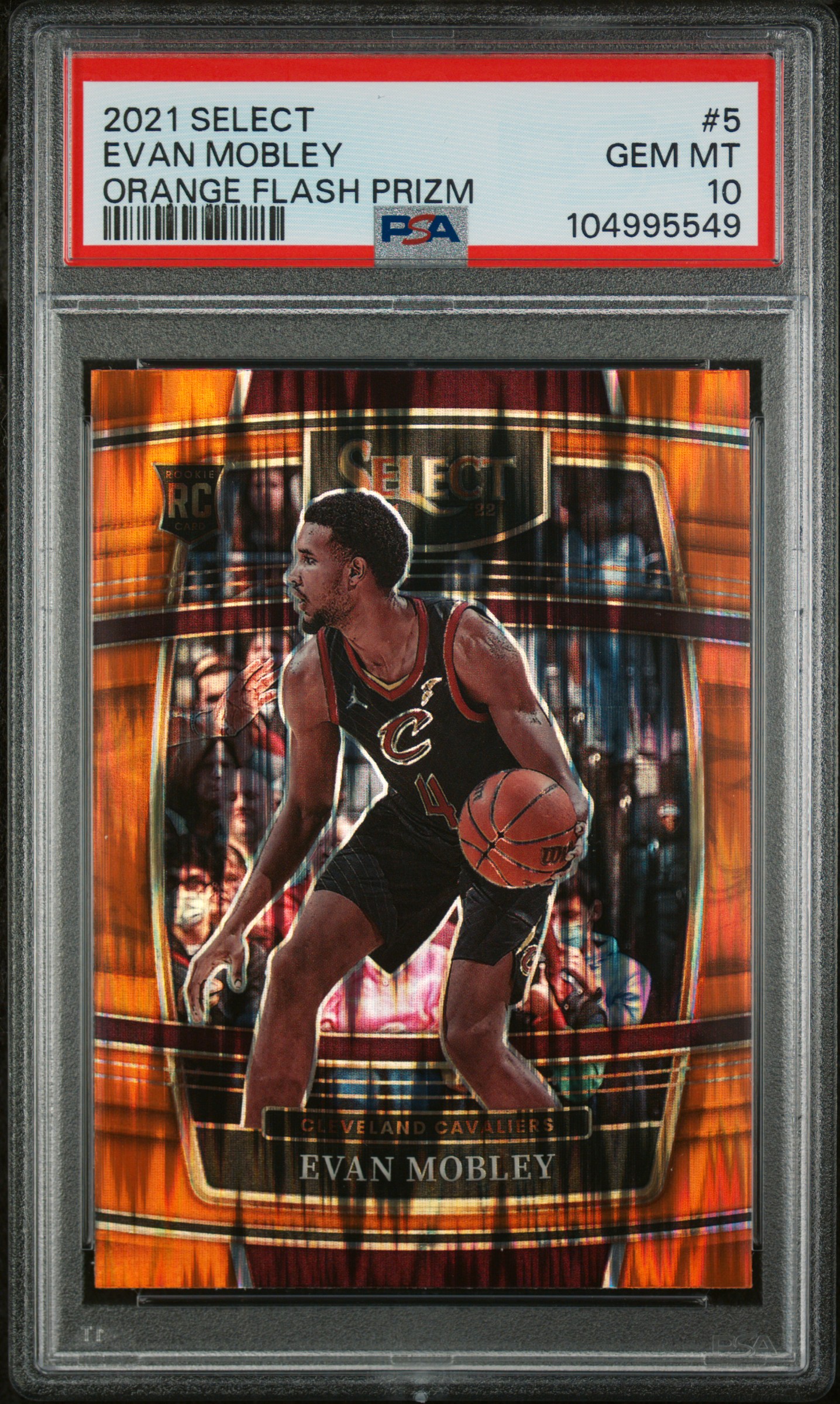 2021 Panini Select Evan Mobley #5 (Orange Flash Prizm) Gem Mt 10 front