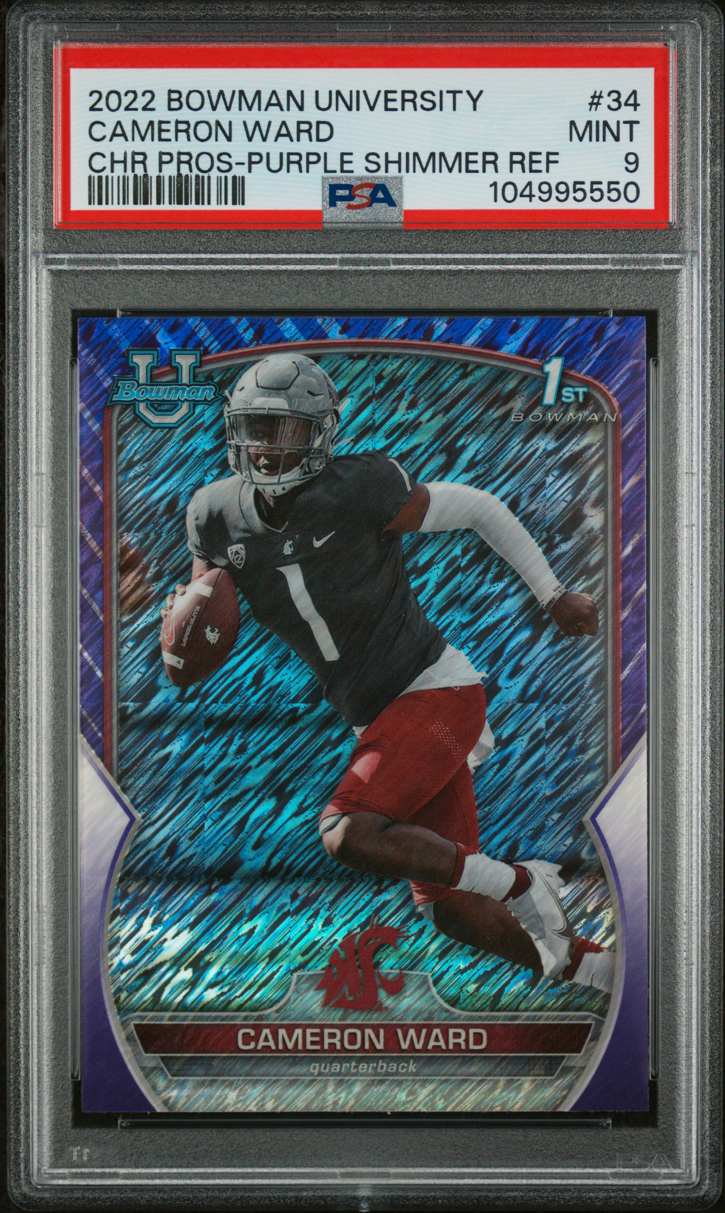 2022 Bowman University Chrome Prospects Cameron Ward #34 (Chr Pros-Purple Shimmer Ref) Mint 9 front