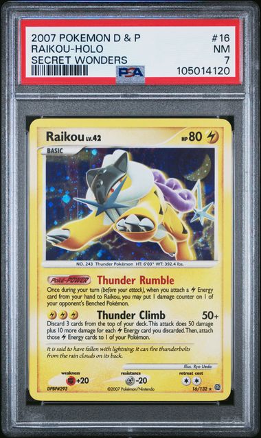2007 Pokemond&P Secret Wonders Holo #16 Raikou front