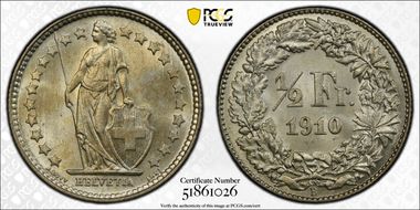 1910 B 1/2 Fr MS64