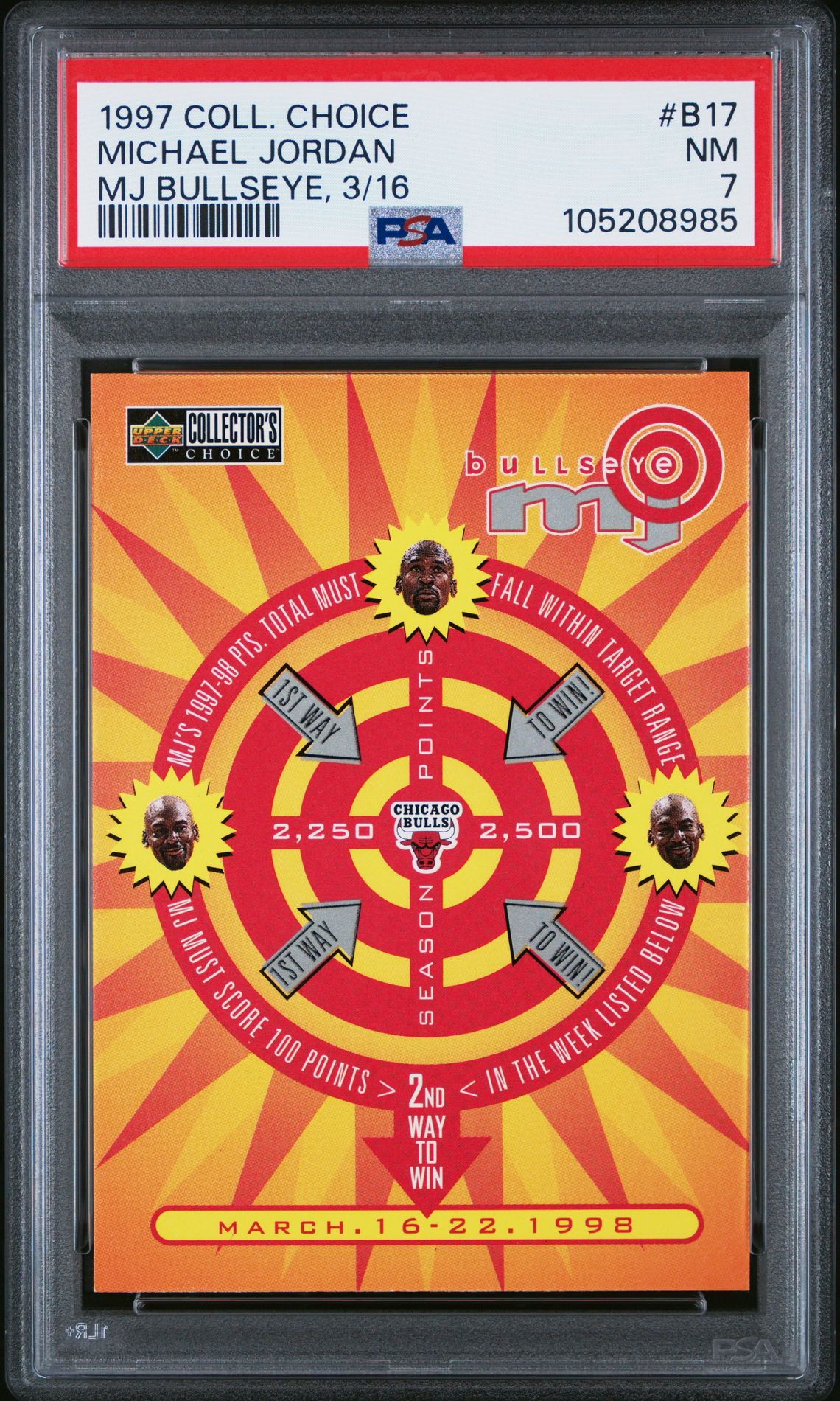 1997 Collector's Choice Mj Bullseye Michael Jordan #B17 (Mj Bullseye, 3/16) Nm 7 front