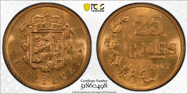 1947 25C MS65RD