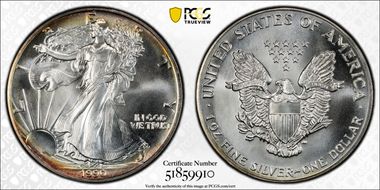 1990 $1 Silver Eagle MS69