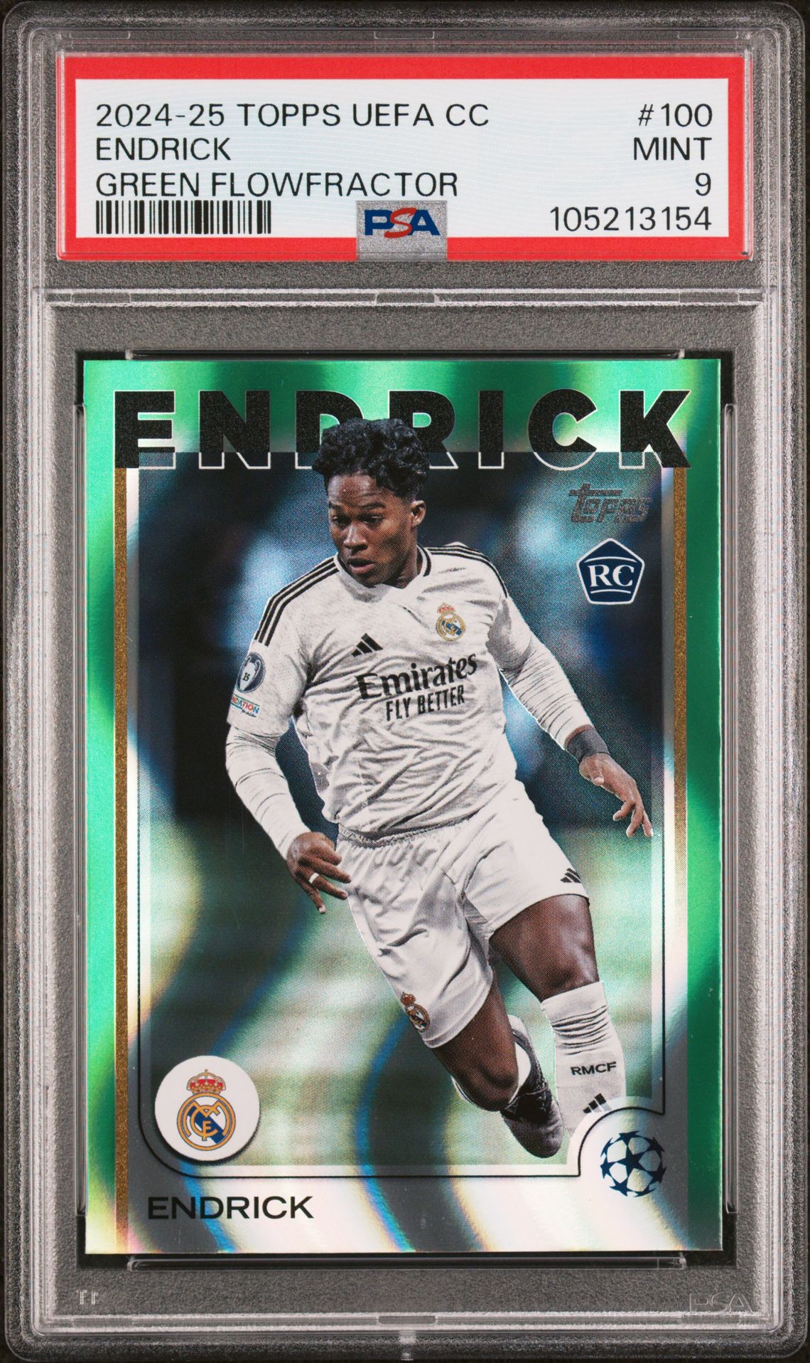 2024-25 Topps TOPPS UEFA CLUB COMPETITIONS GREEN FLOWFRACTOR #100 Endrick front