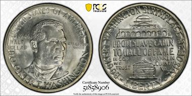 1946 50C Booker T. Washington MS65