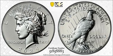 2024-S $1 Peace Dollar Rev PR Two-Coin Reverse Proof Set PR70