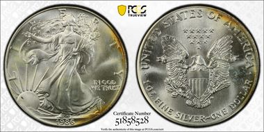 1986 $1 Silver Eagle MS67