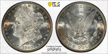 1880/79-S $1 VAM 8, Doubled 18-0 MS67