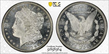 1880-S $1 VAM 12, Checkmark MS67PL