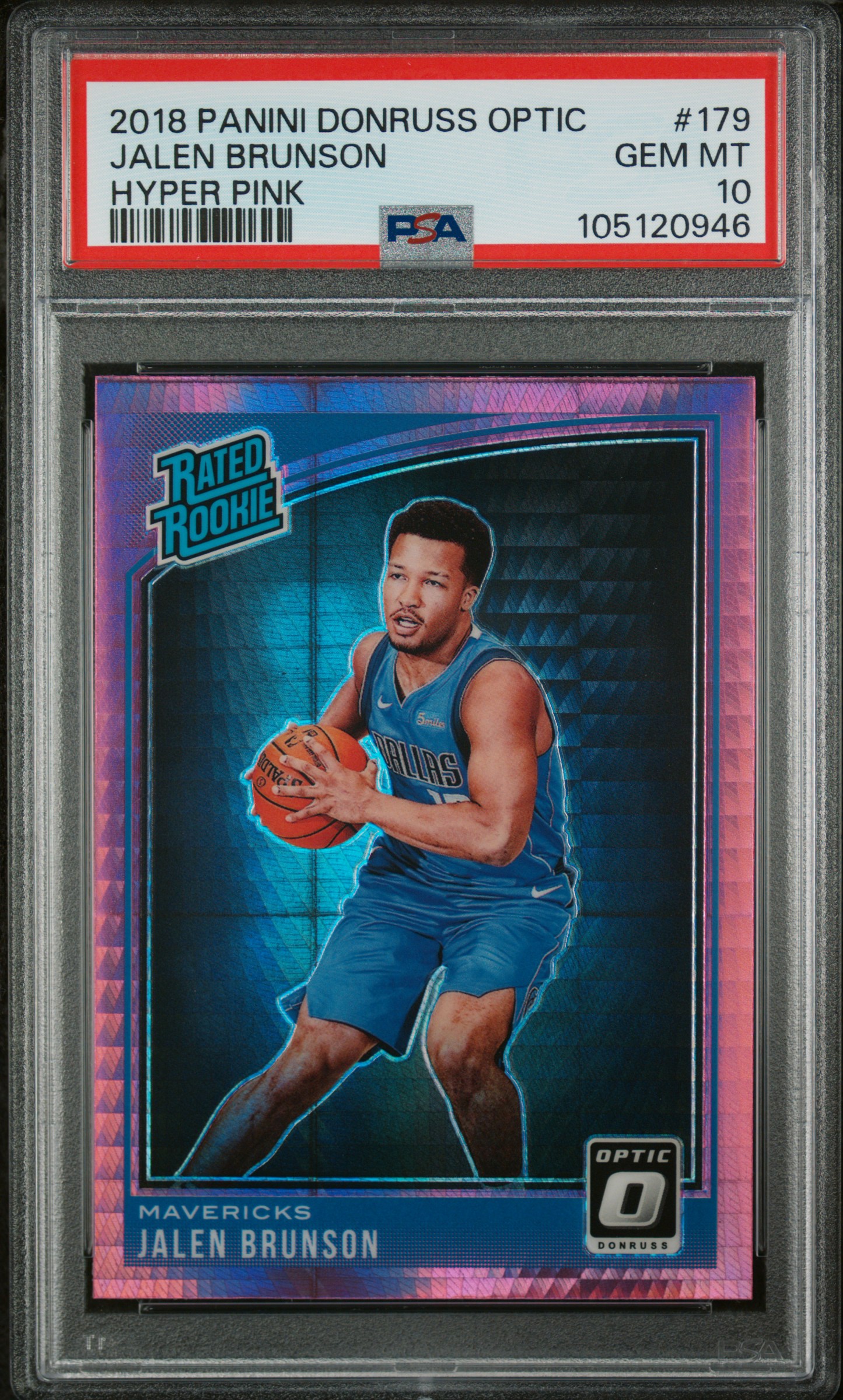 2018 Panini Donruss Optic Jalen Brunson #179 (Hyper Pink) Gem Mt 10 front