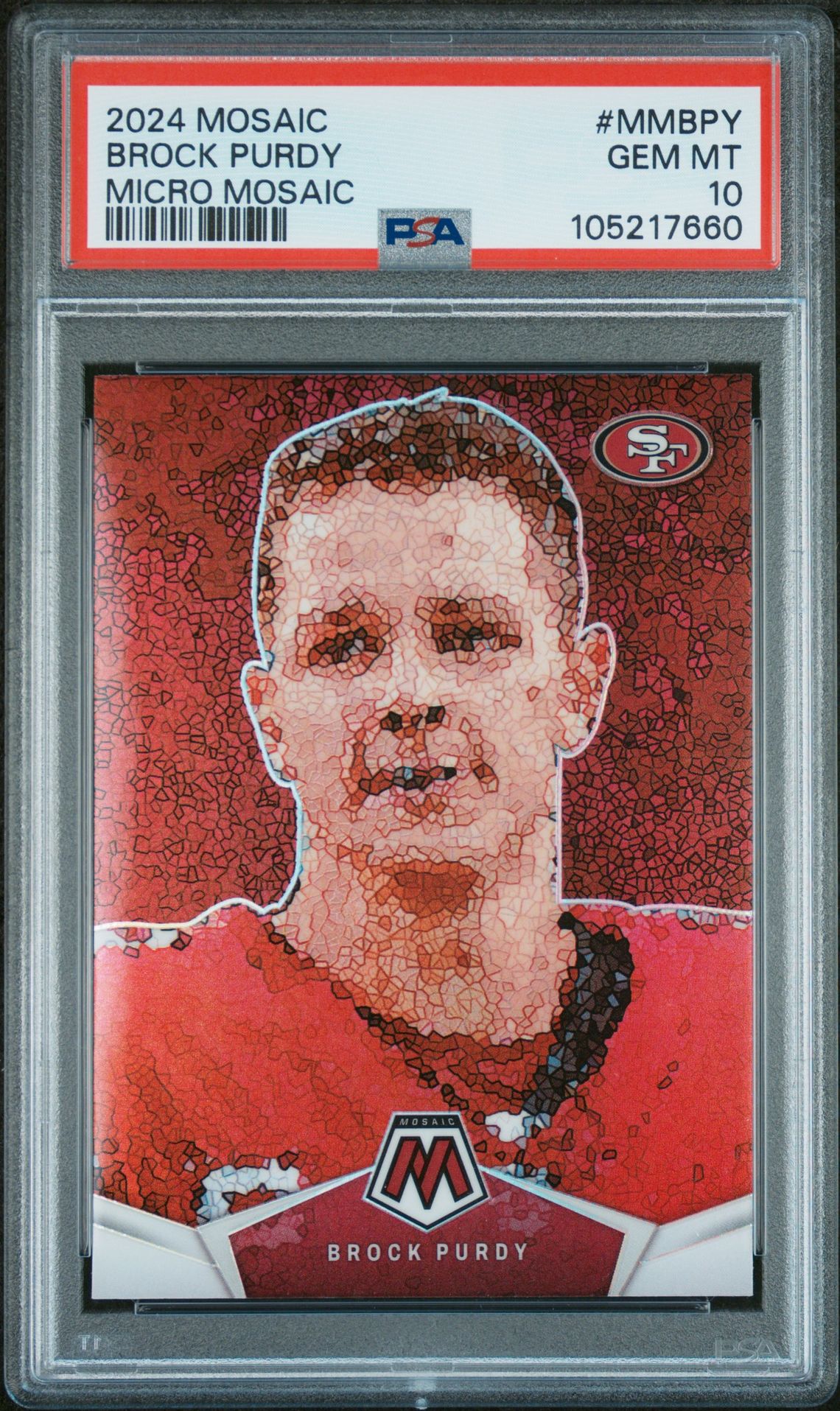 2024 Panini Mosaic Micro Mosaic Brock Purdy #Mmbpy Gem Mt 10 front view - PSA graded GEM MT 10