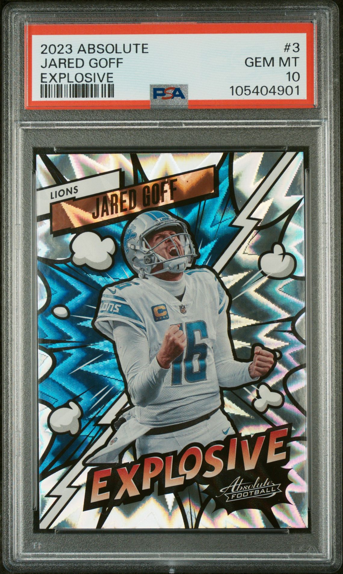 2023 Panini Absolute Explosive Jared Goff #3 Gem Mt 10 front