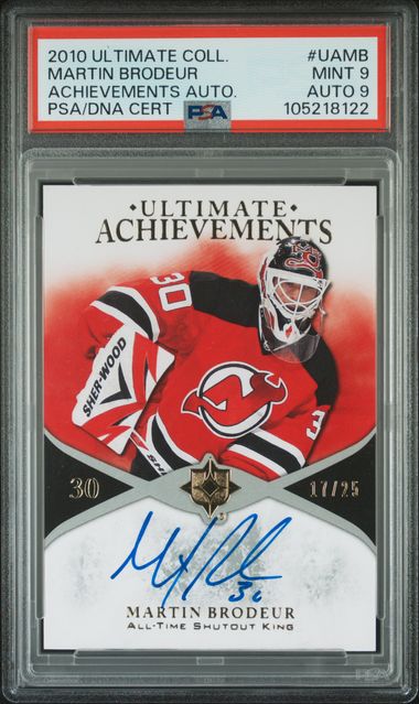 2010 Upper Deck Ultimate Collection Ultimate Achievements Autographs Martin Brodeur #Uamb (Achievements Auto.) Mint 9 front