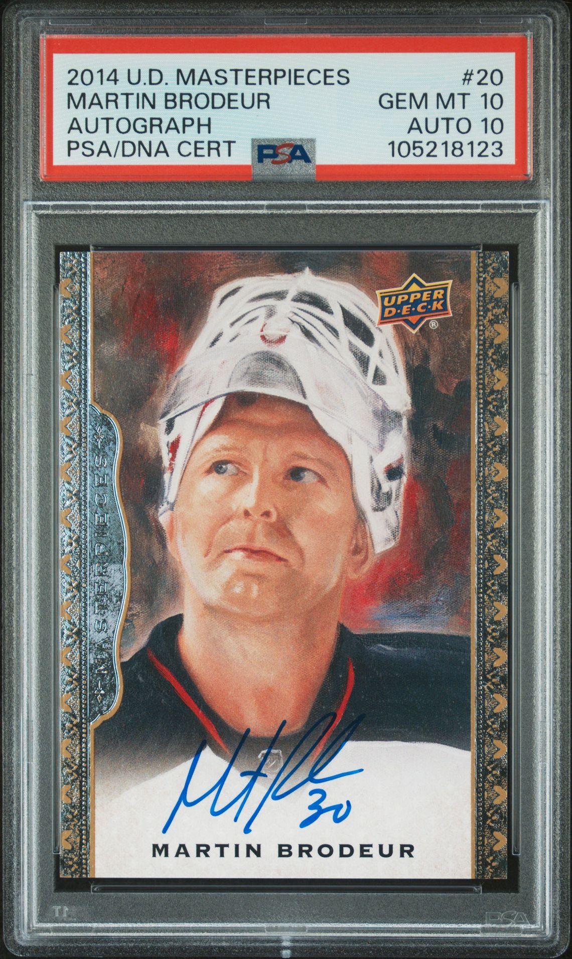 2014 Upper Deck Masterpieces Martin Brodeur #20 (Autograph) Gem Mt 10 front