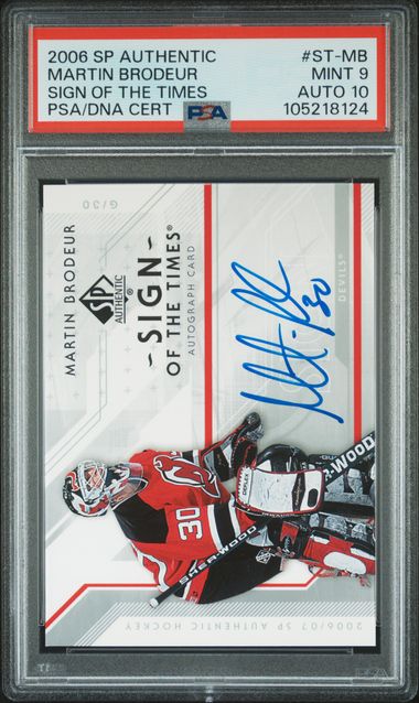 2006 Sp Authentic Sign Of The Times Martin Brodeur #St-Mb (Sign Of The Times) Mint 9 front