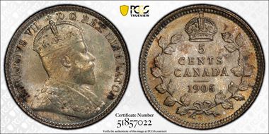 1905 5C Narrow Date MS65