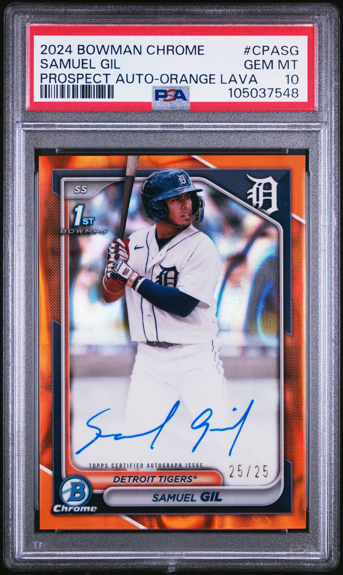 2024 Bowman BOWMAN CHROME PROSPECT AUTOGRAPHS Orange #CPASG Samuel Gil front