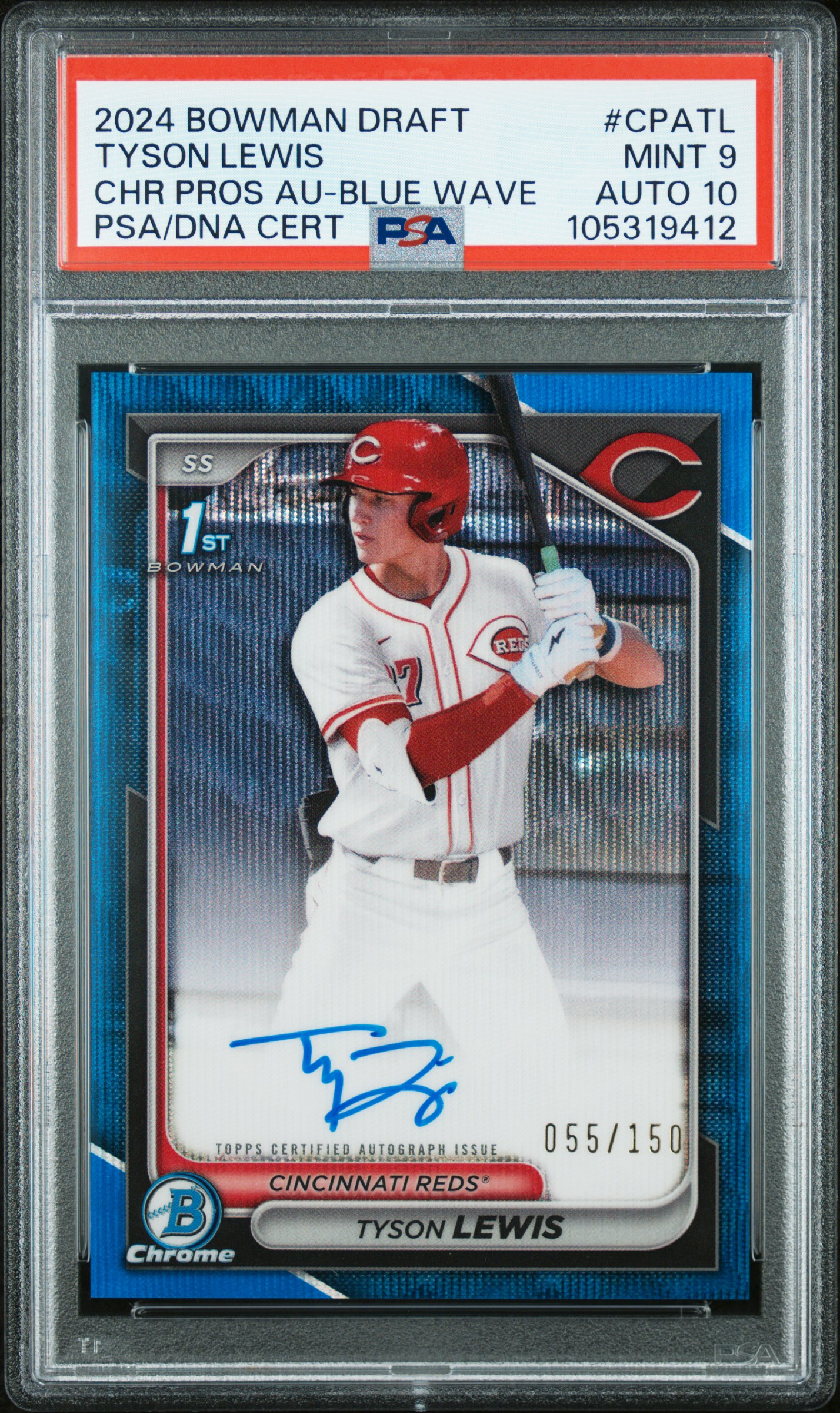2024 #CPATL TYSON LEWIS PSA 9 Bowman Draft Chrome Prospect Autographs