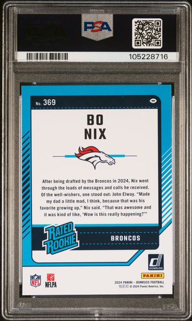 2024 Panini Donruss Bo Nix #369 Gem Mt 10 back