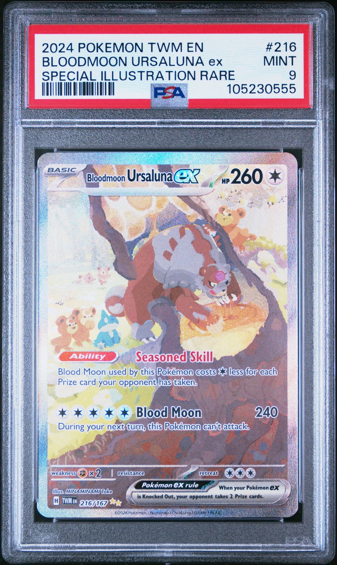2024 Pokemon Twm En-Twilight Masquerade Bloodmoon Ursaluna Ex #216 (Special Illustration Rare) Mint 9 front