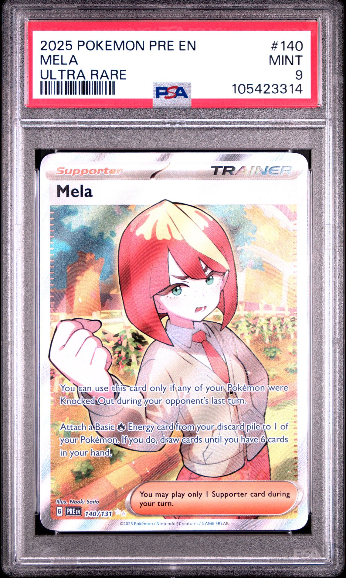 2025 Pokemon POKEMON PRE EN-PRISMATIC EVOLUTIONS ULTRA RARE #140 Mela front