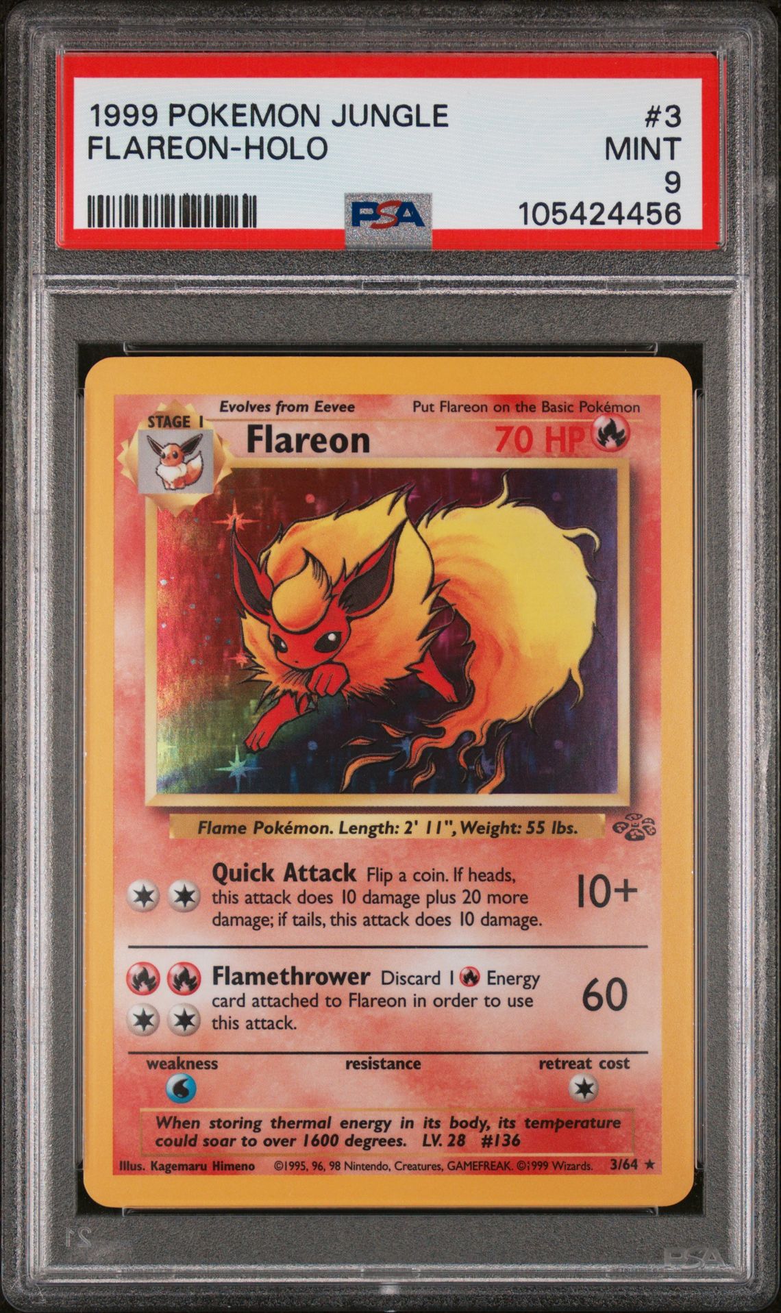 1999 Pokemon POKEMON JUNGLE NO SYMBOL #3 Flareon-Holo front