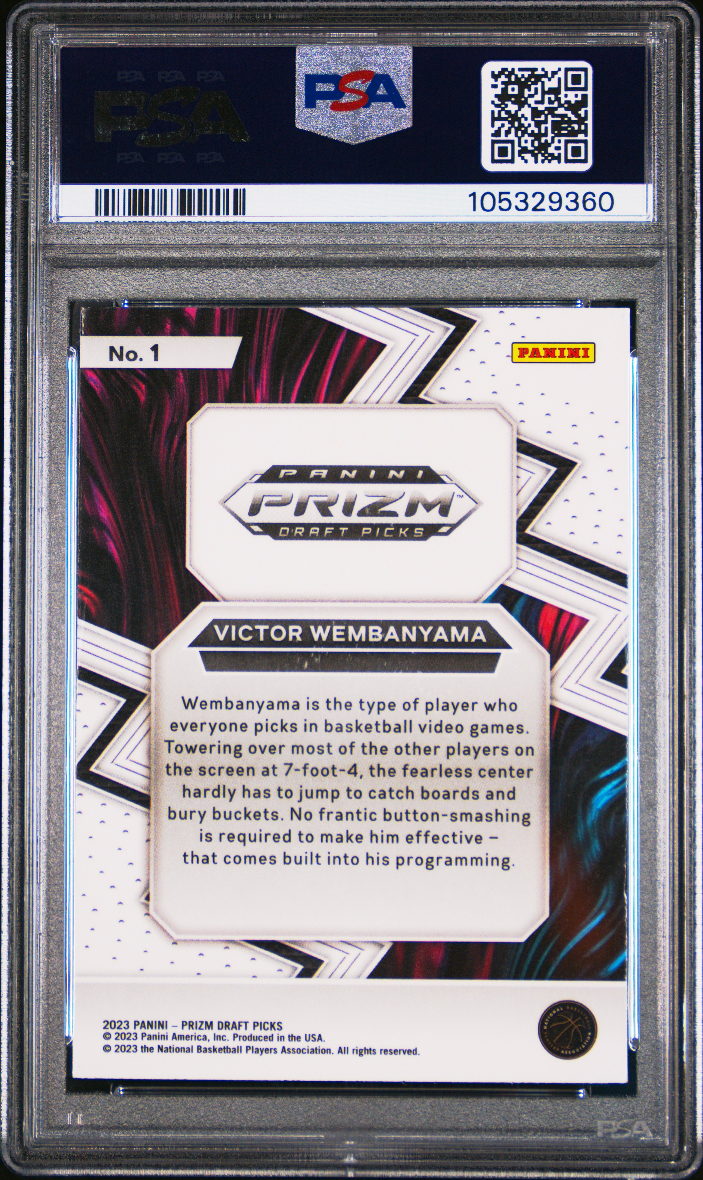 2023 Panini Prizm Draft Picks Fearless Victor Wembanyama #1 Gem Mt 10 back