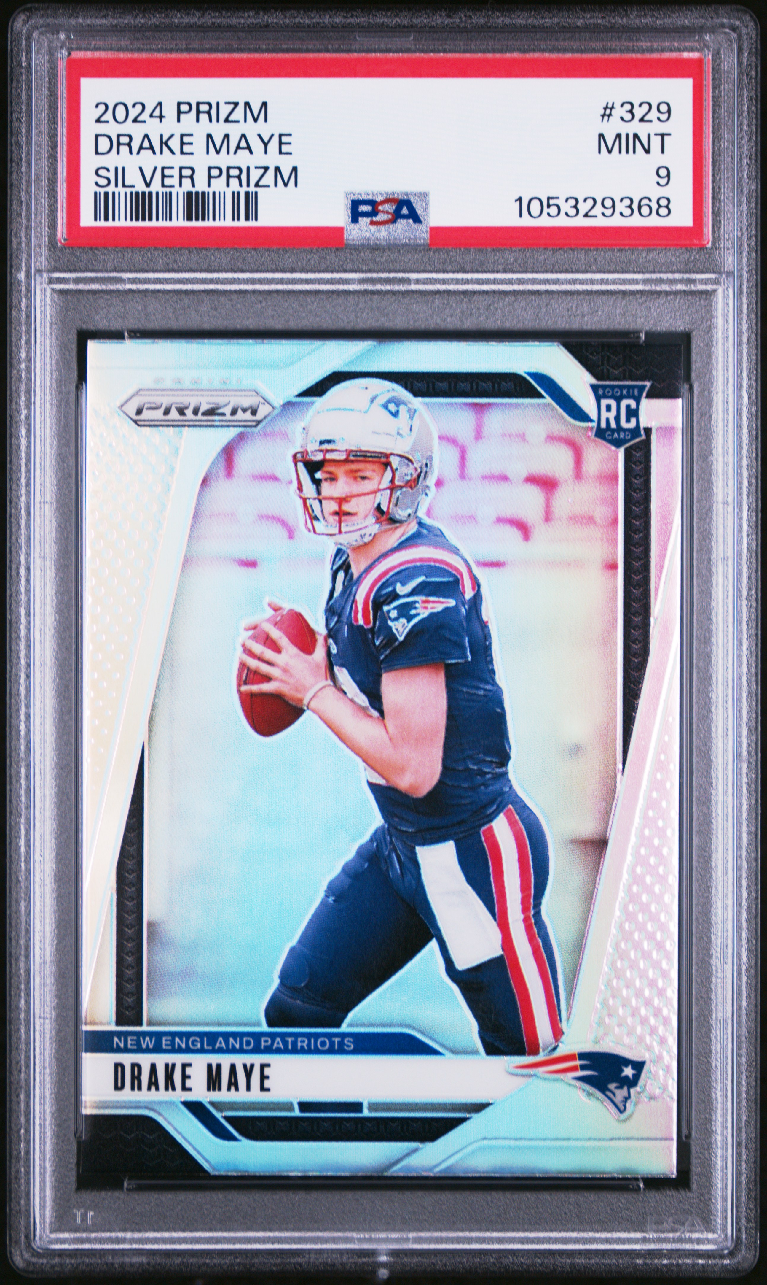 2024 Panini Prizm Drake Maye #329 (Silver Prizm) Mint 9 front