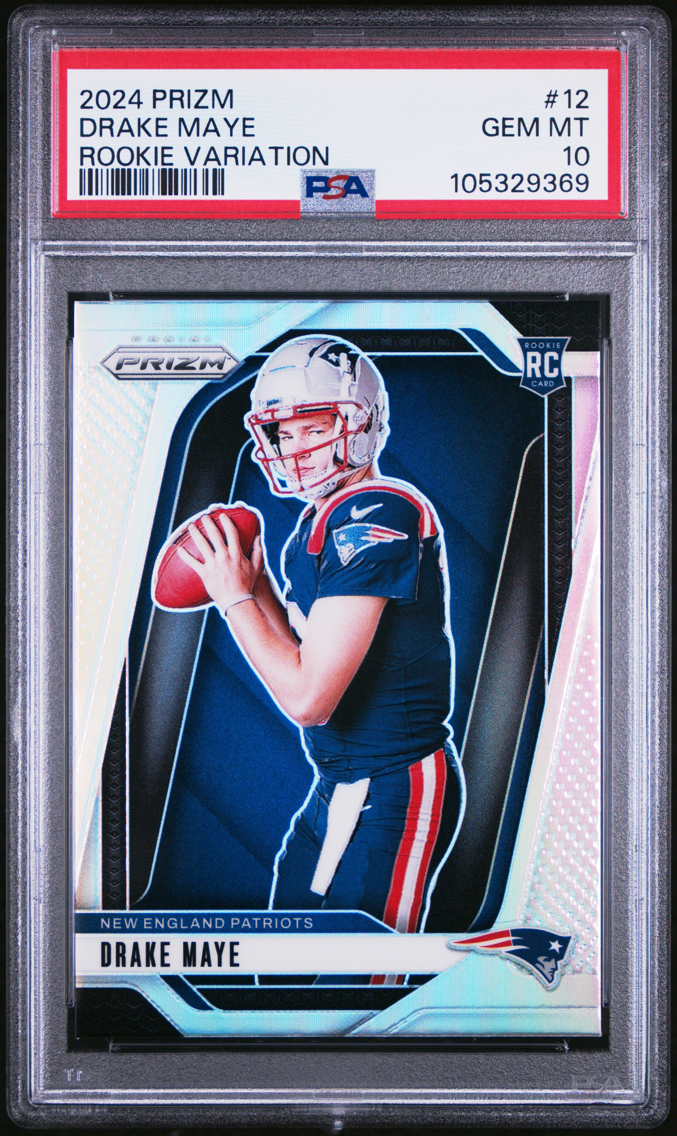 2024 Panini Prizm Rookie Variation Drake Maye #12 Gem Mt 10 front