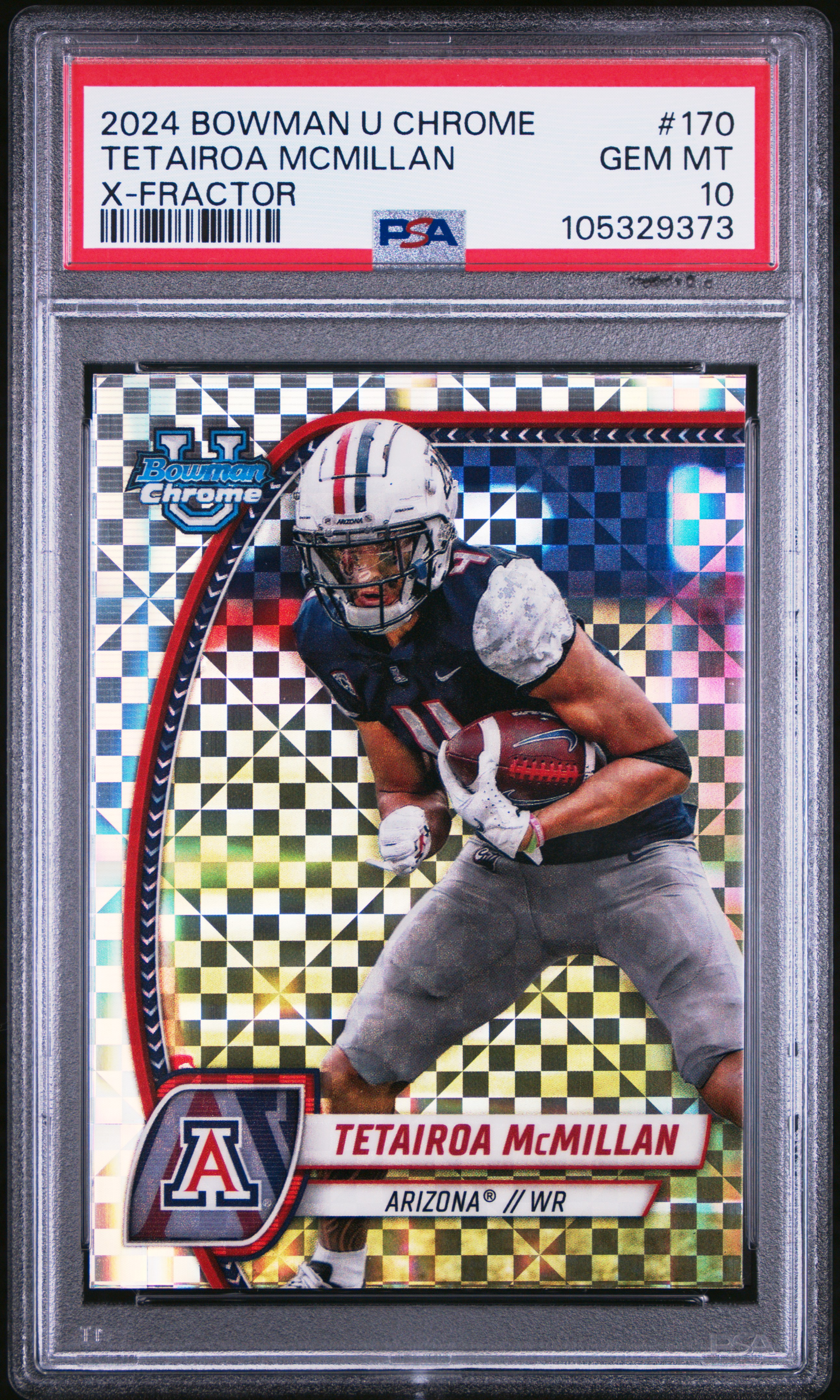 2024 Bowman University Chrome Tetairoa Mcmillan #170 (X-Fractor) Gem Mt 10 front