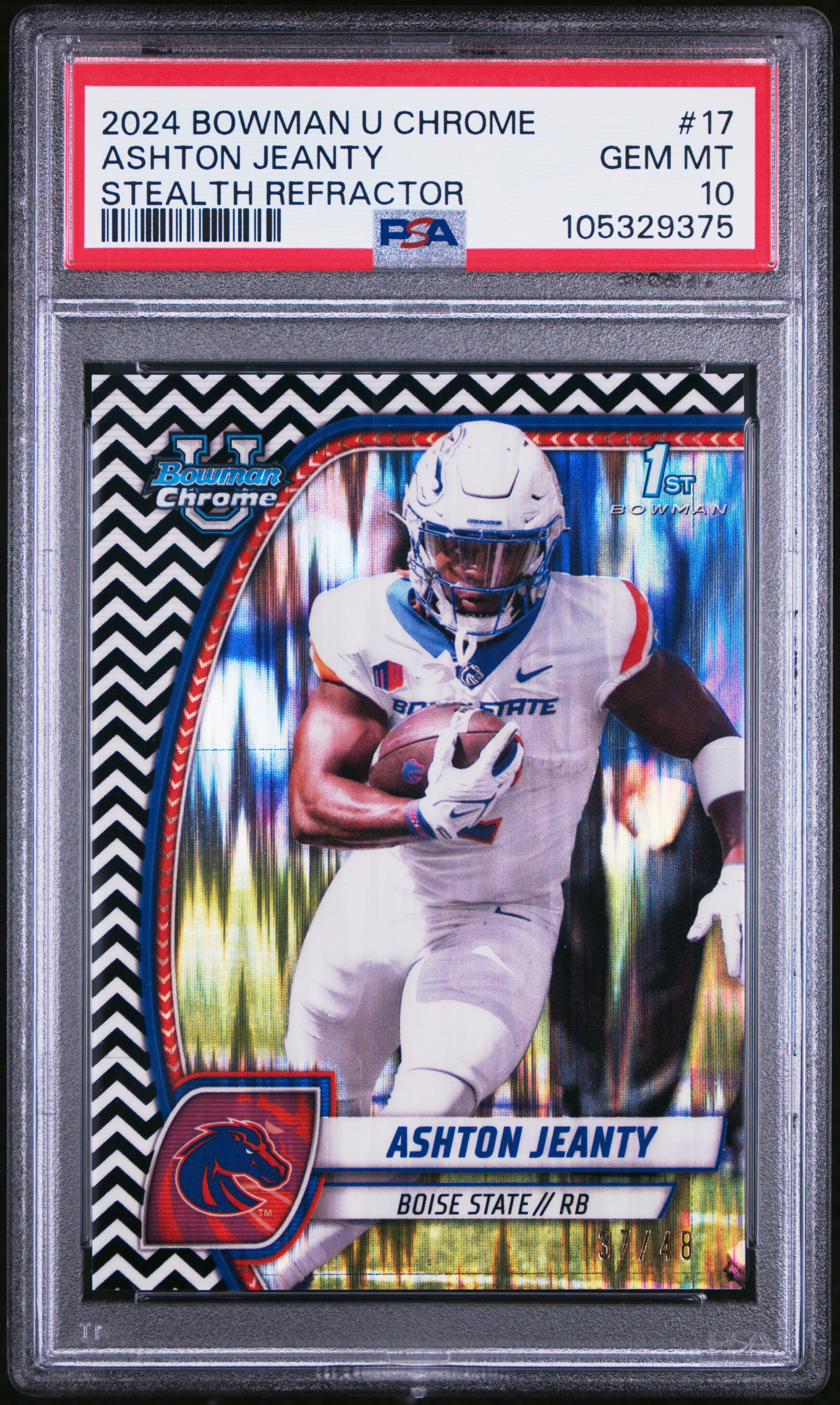 2024 Bowman University Chrome Ashton Jeanty #17 (Stealth Refractor) Gem Mt 10 front