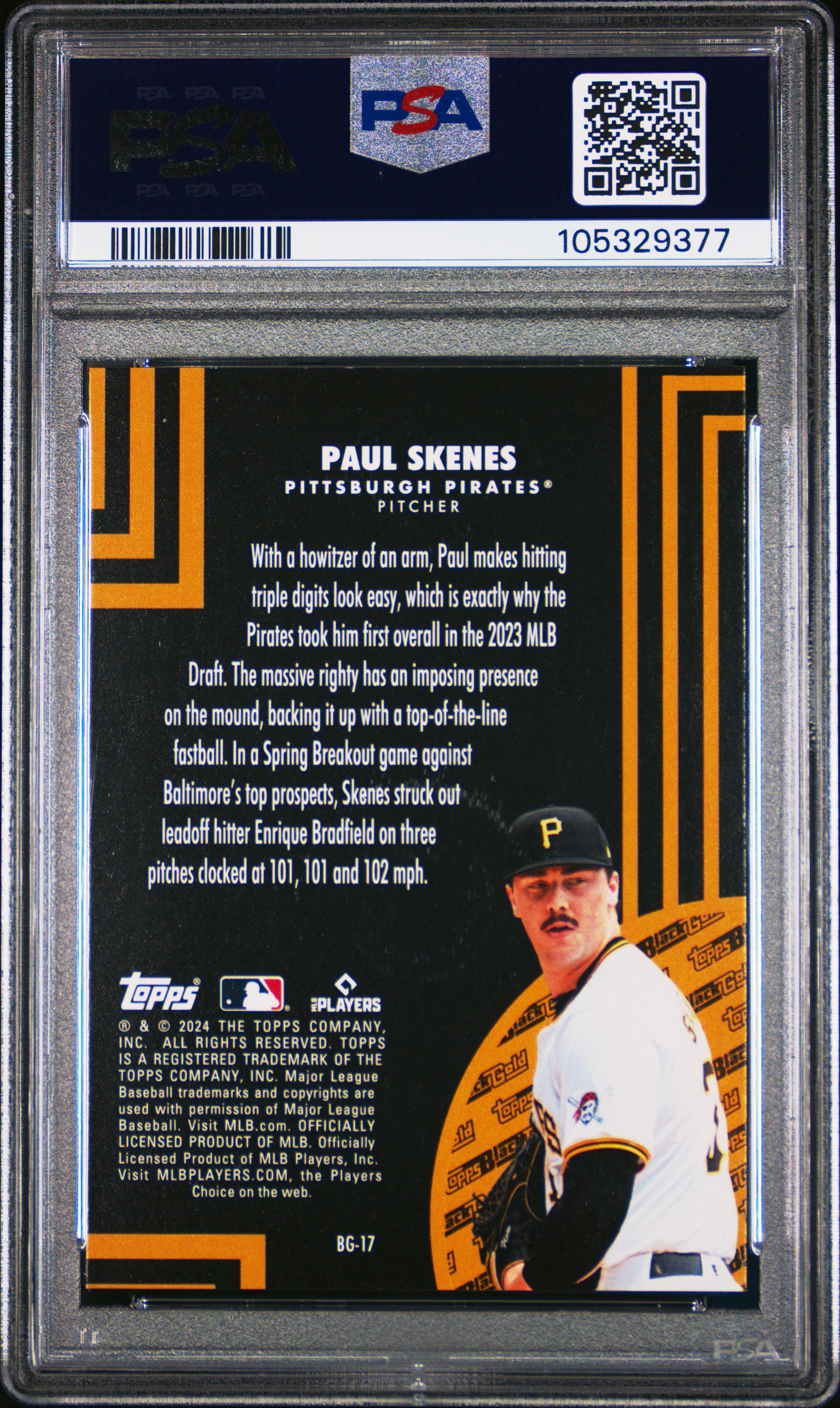 2024 Topps Update Topps Black Gold Paul Skenes #Bg17 Mint 9 back