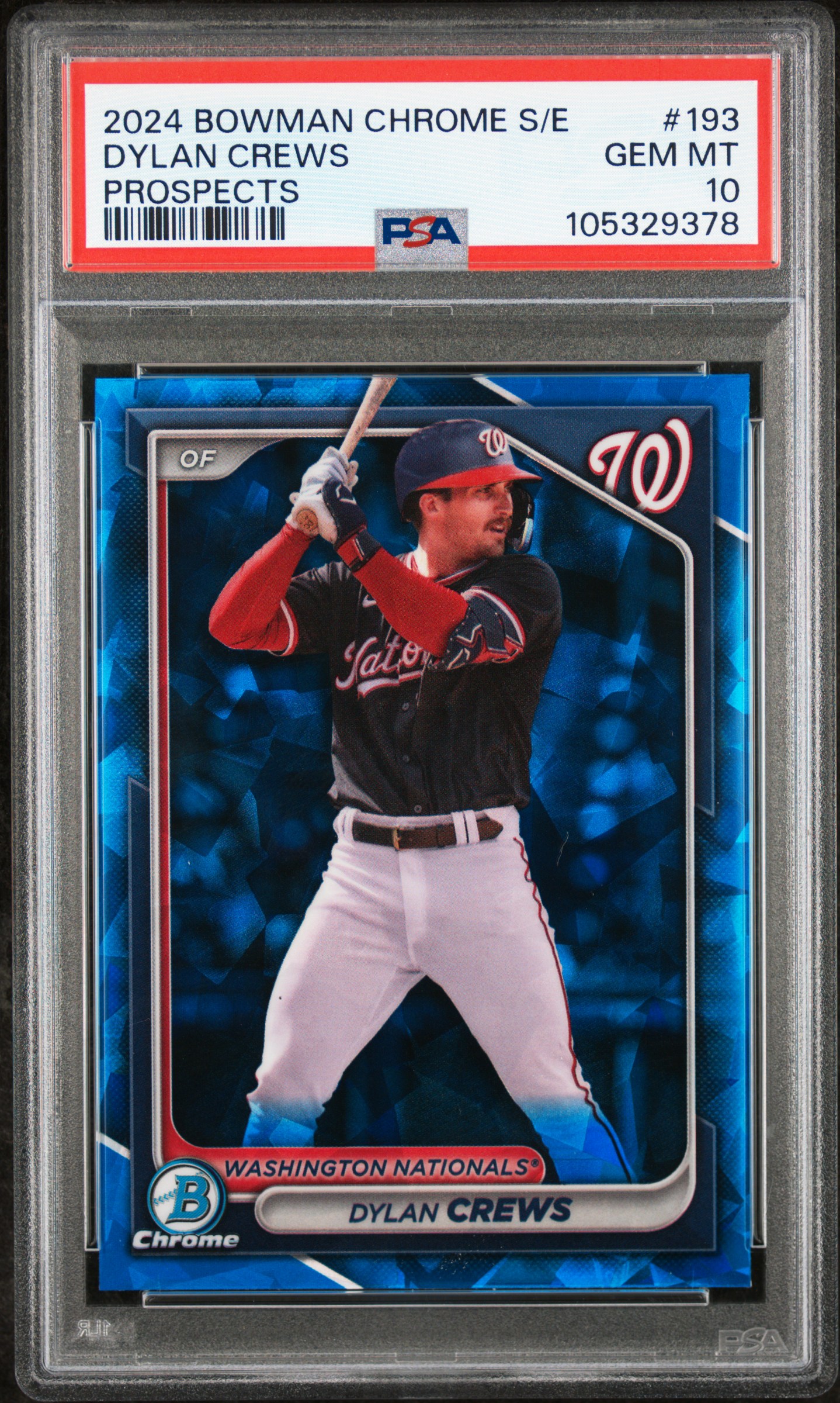 2024 Bowman Chrome Sapphire Edition Prospects Dylan Crews #193 Gem Mt 10 front