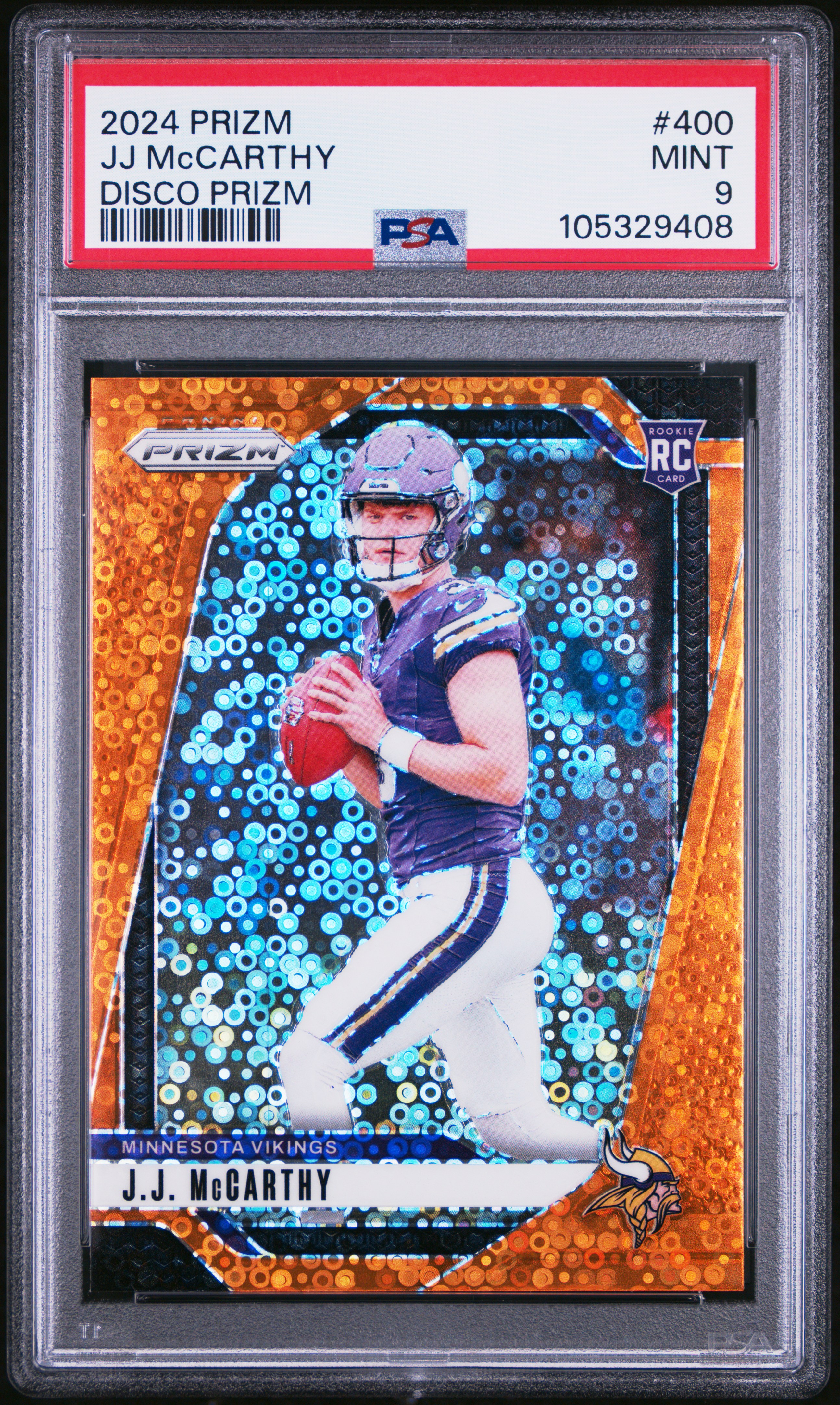 2024 Panini Prizm Jj Mccarthy #400 (Disco Prizm) Mint 9 front