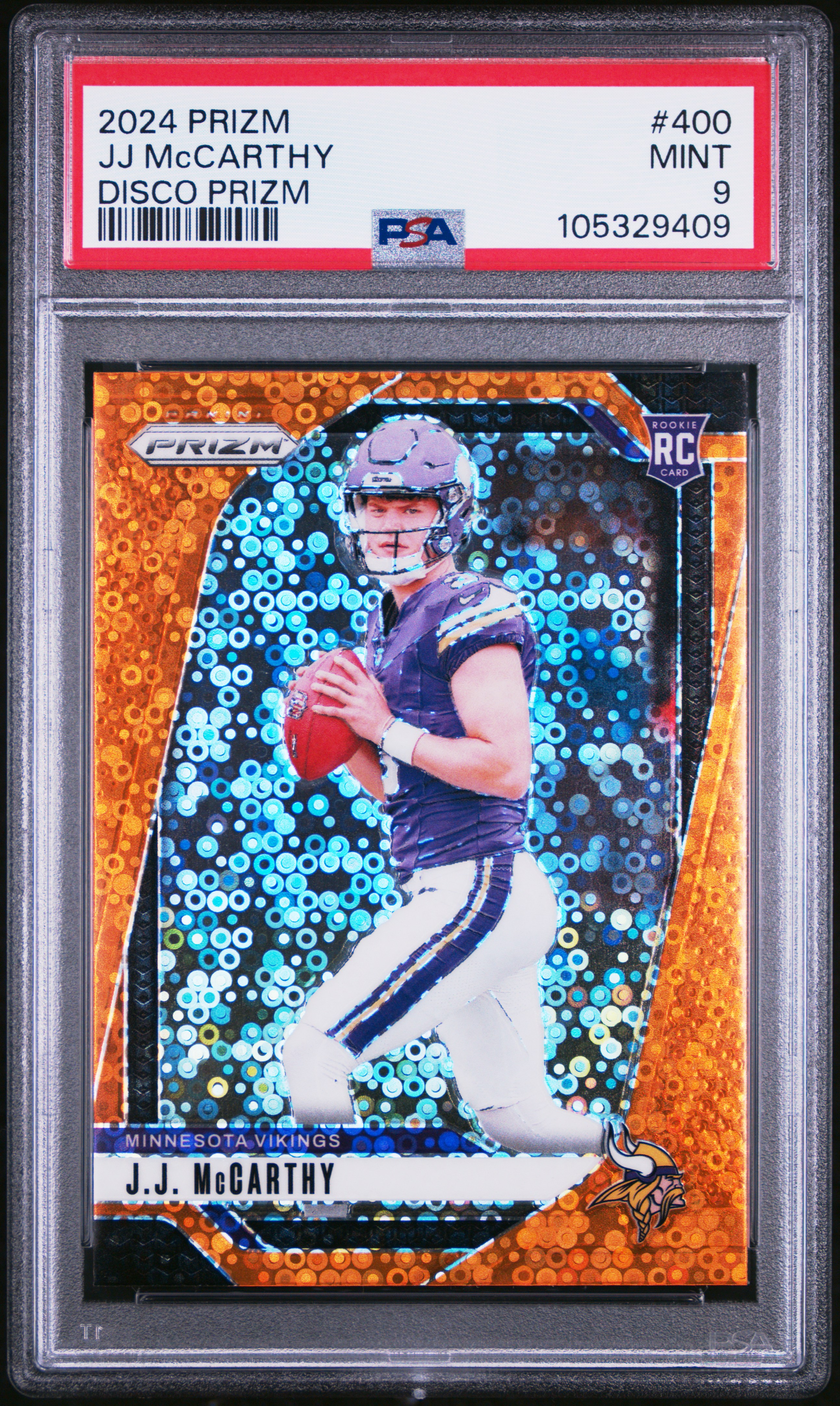 2024 Panini Prizm Jj Mccarthy #400 (Disco Prizm) Mint 9 front
