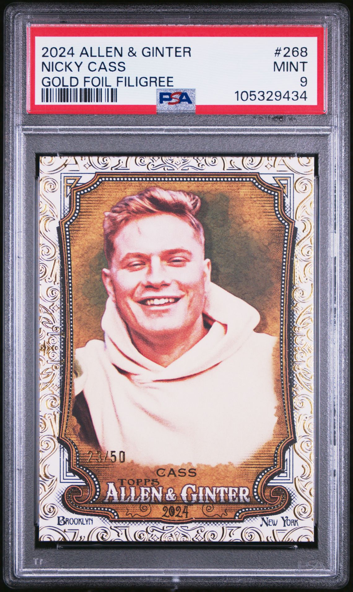 2024 Topps Allen & Ginter Nicky Cass #268 (Gold Foil Filigree) Mint 9 front
