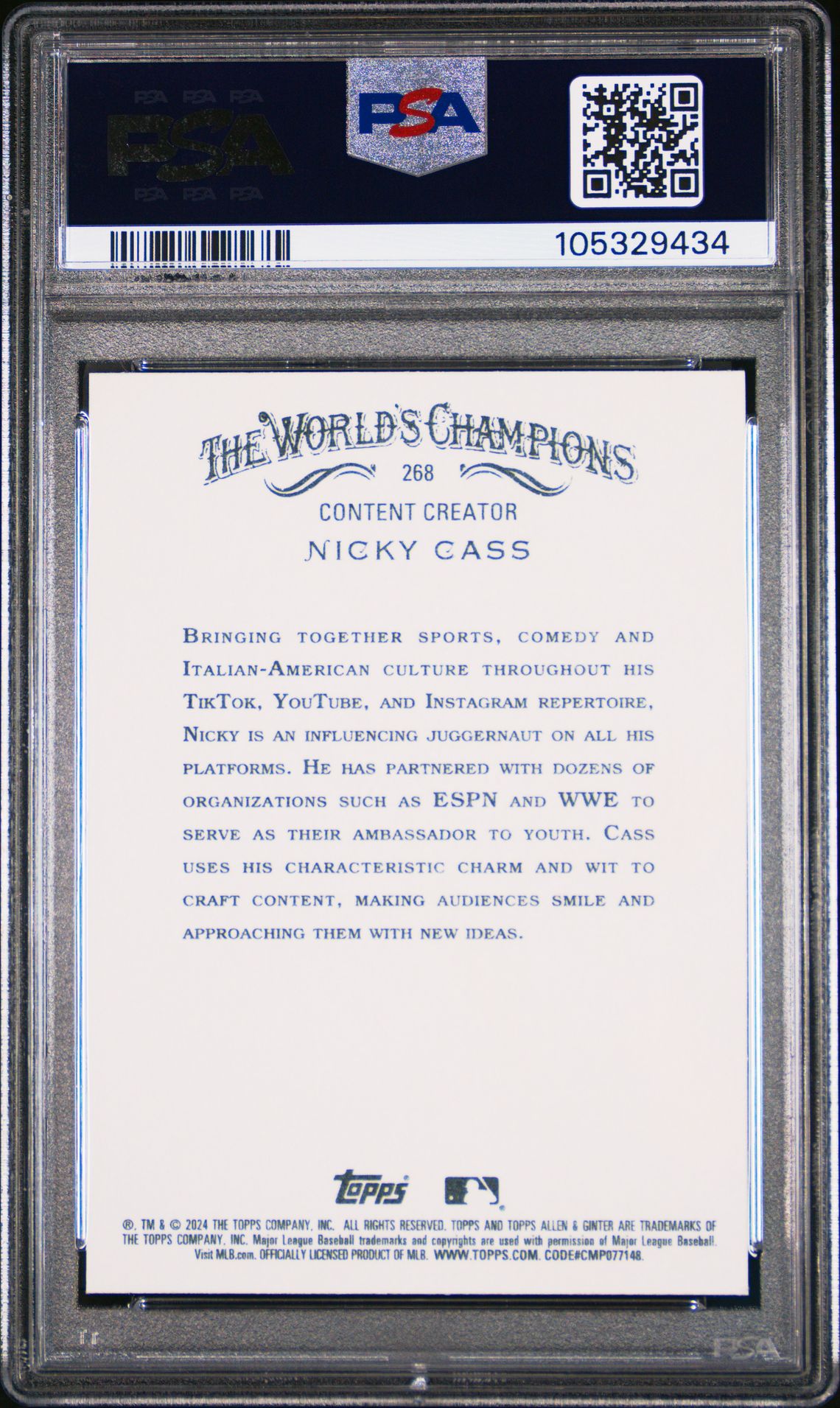 2024 Topps Allen & Ginter Nicky Cass #268 (Gold Foil Filigree) Mint 9 back