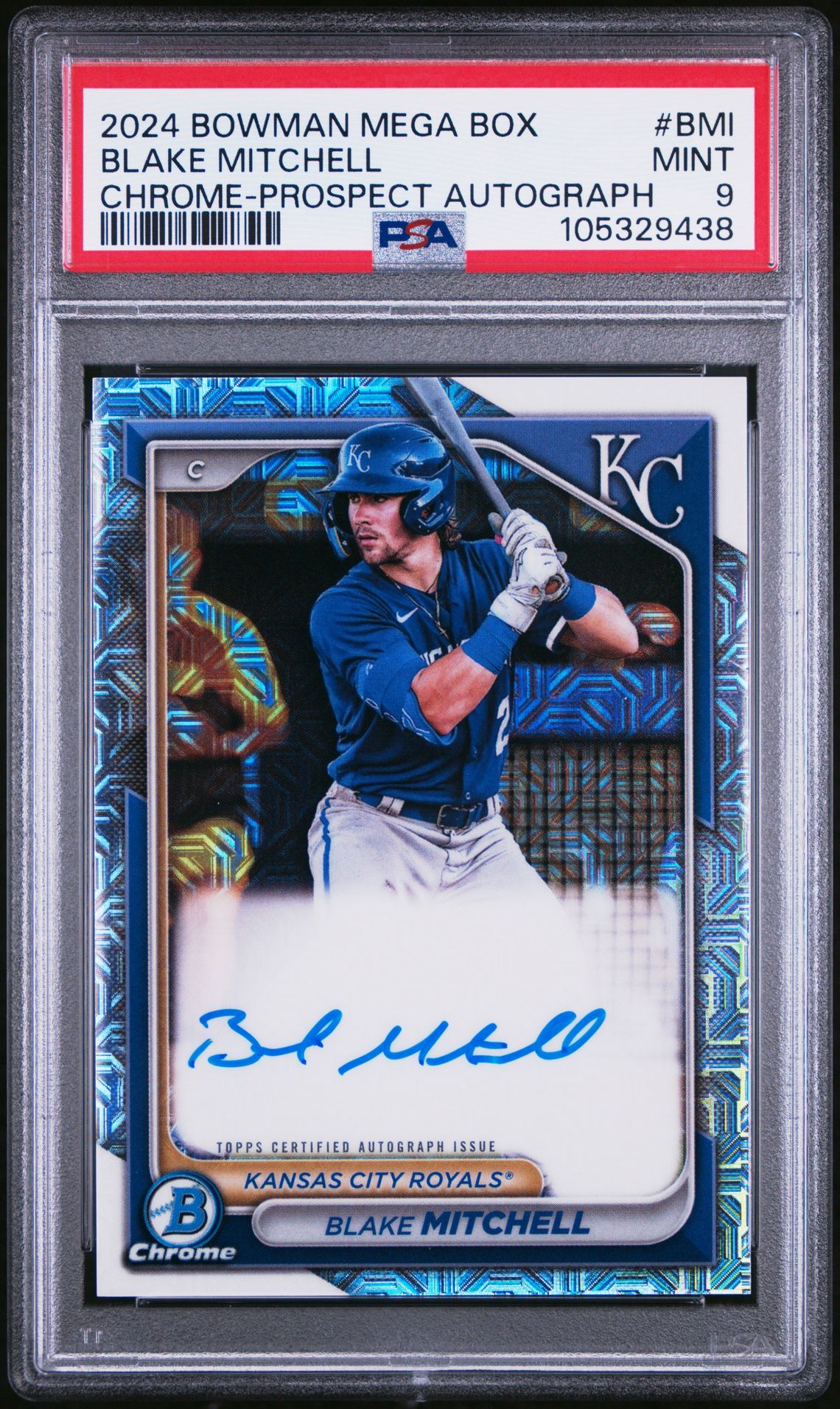 2024 Bowman Mega Box Chrome Bowman Prospect Mega Autographs Blake Mitchell #Bmi (Chrome-Prospect Autograph) Mint 9 front