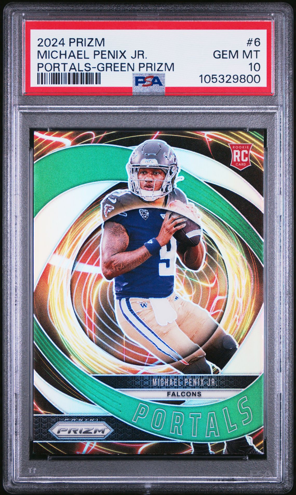 2024 Panini Prizm Portals Michael Penix Jr. #6 (Portals-Green Prizm) Gem Mt 10 front
