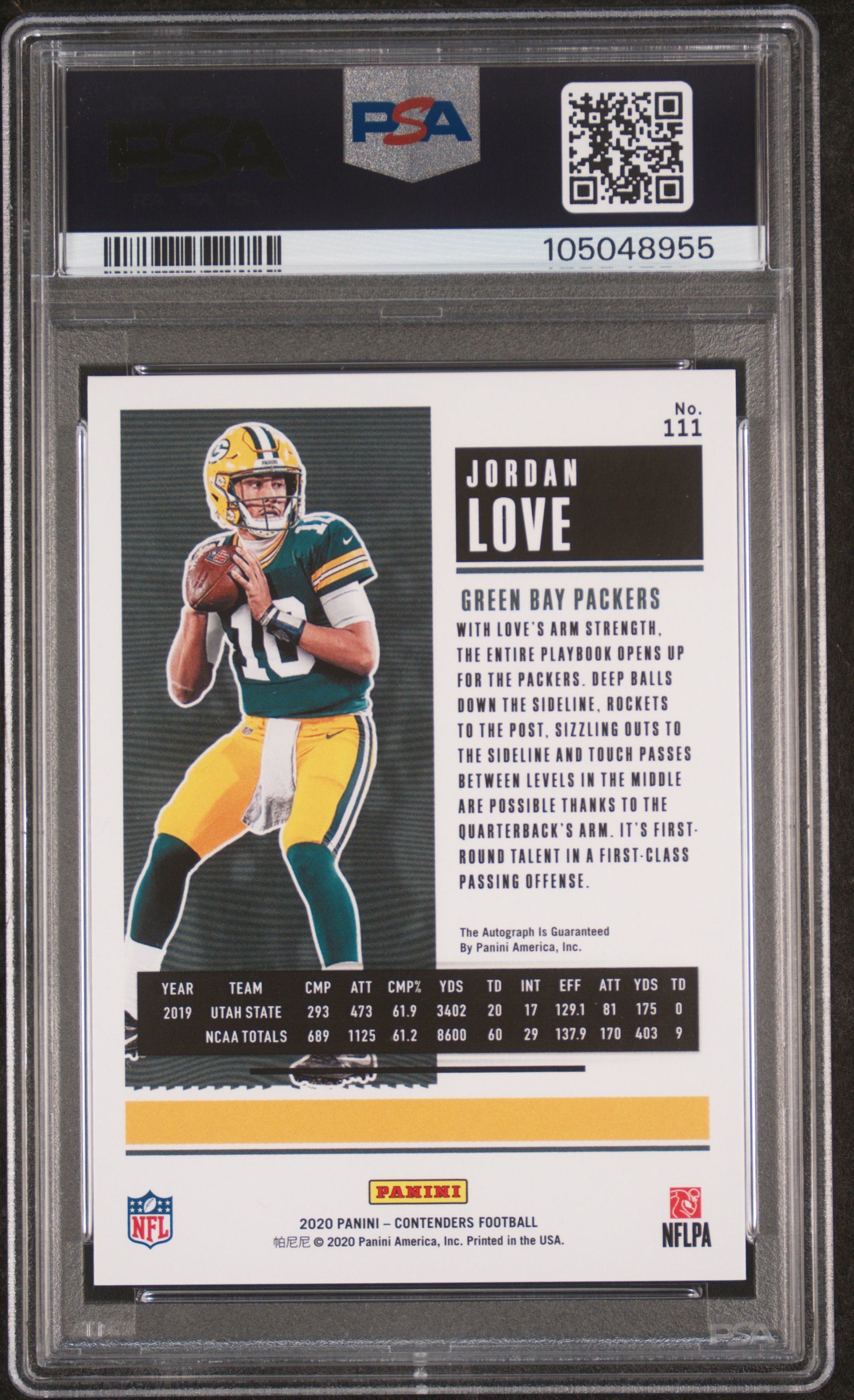 2020 Panini Contenders Jordan Love #111 (Autograph) Mint 9 back