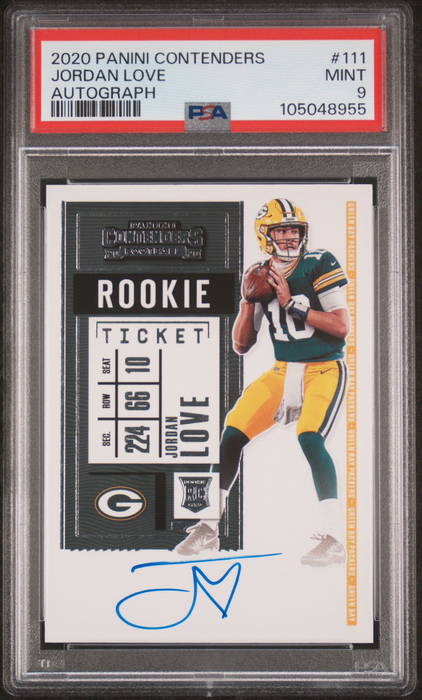 2020 Panini Contenders Jordan Love #111 (Autograph) Mint 9 front