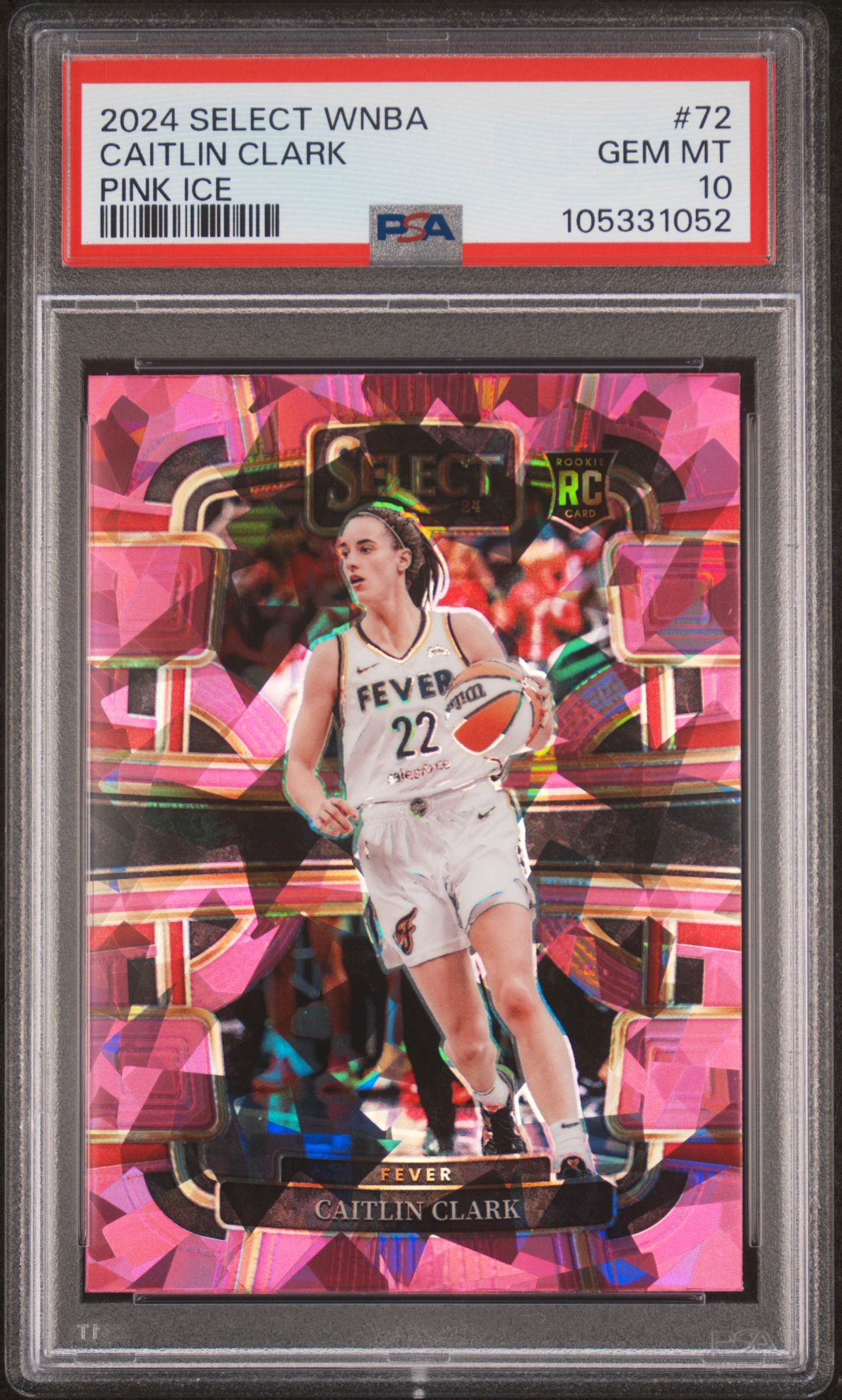 2024 Panini Select Wnba Caitlin Clark #72 (Pink Ice) Gem Mt 10 front