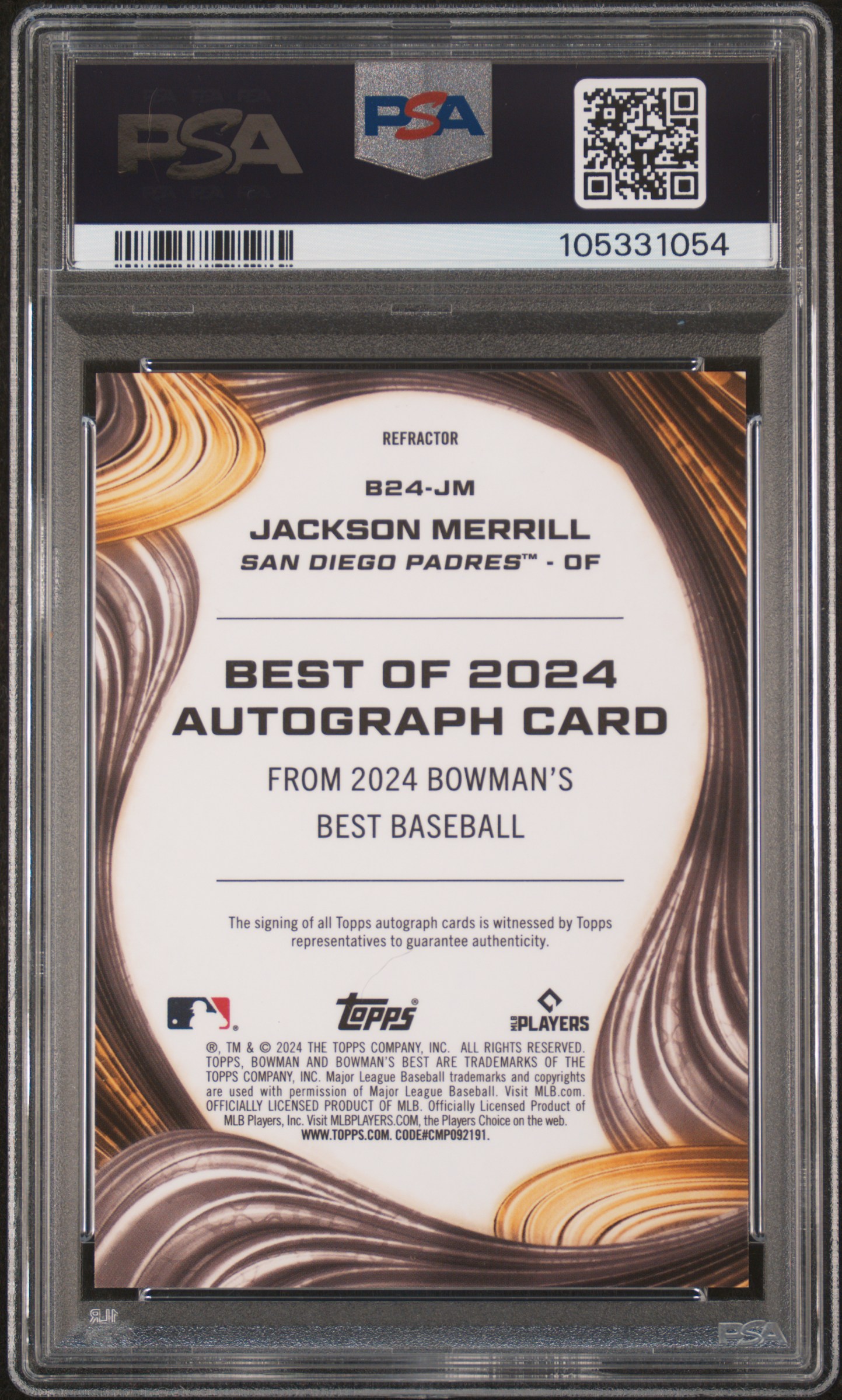 2024 Bowman's Best Best Of 2024 Autographs Jackson Merrill #B24Jm (Best Of 2024 Auto-Refractor) Gem Mt 10 back