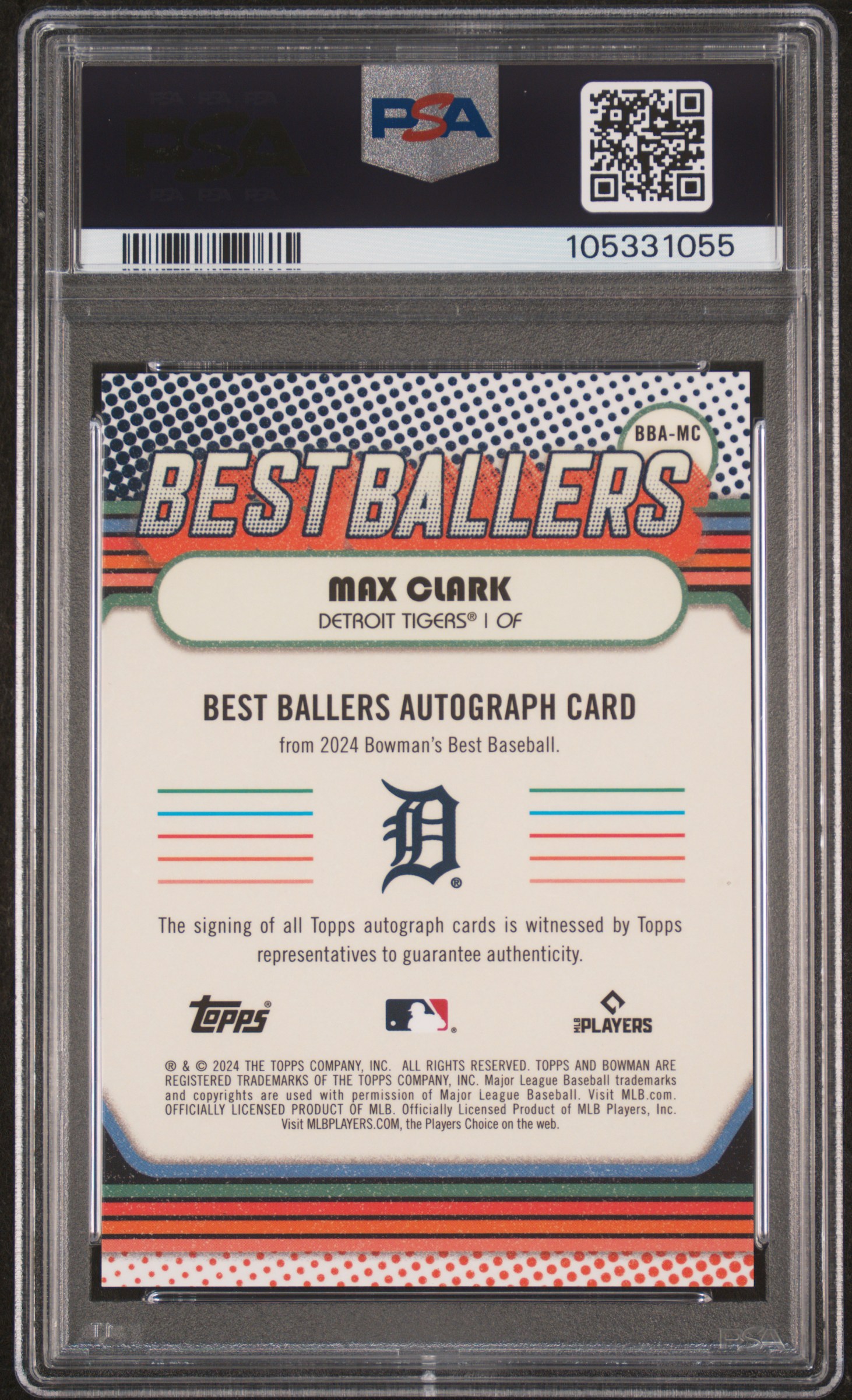 2024 Bowman's Best Best Ballers Autographs Max Clark #Bbamc Gem Mt 10 back