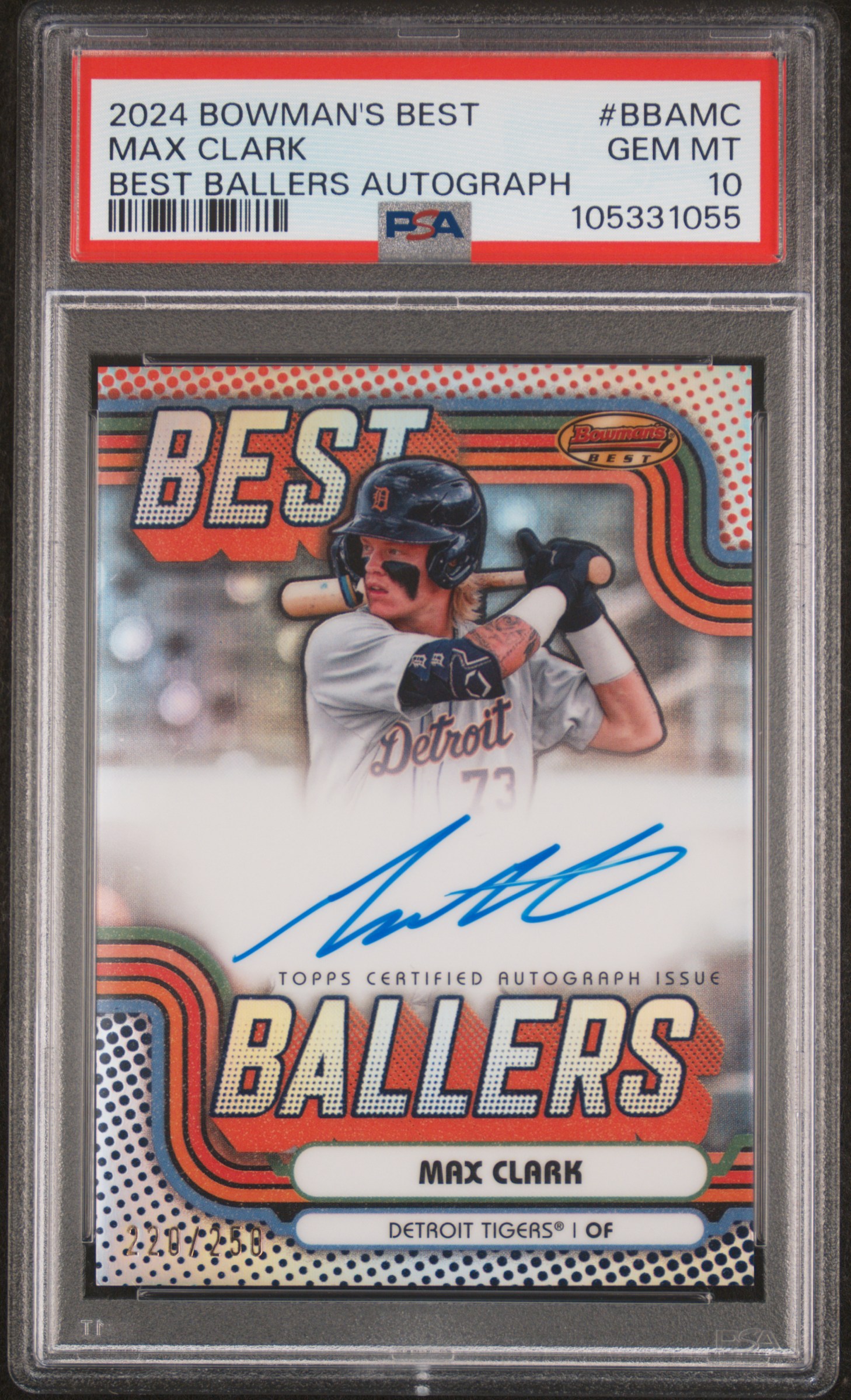 2024 Bowman's Best Best Ballers Autographs Max Clark #Bbamc Gem Mt 10 front