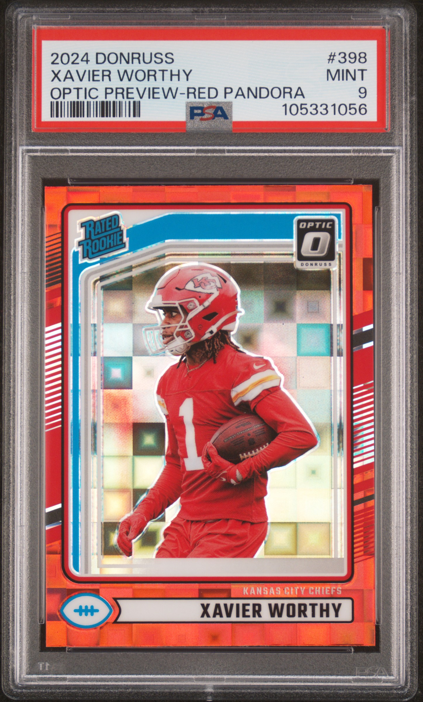 2024 Panini Donruss Xavier Worthy #398 (Optic Preview-Red Pandora) Mint 9 front