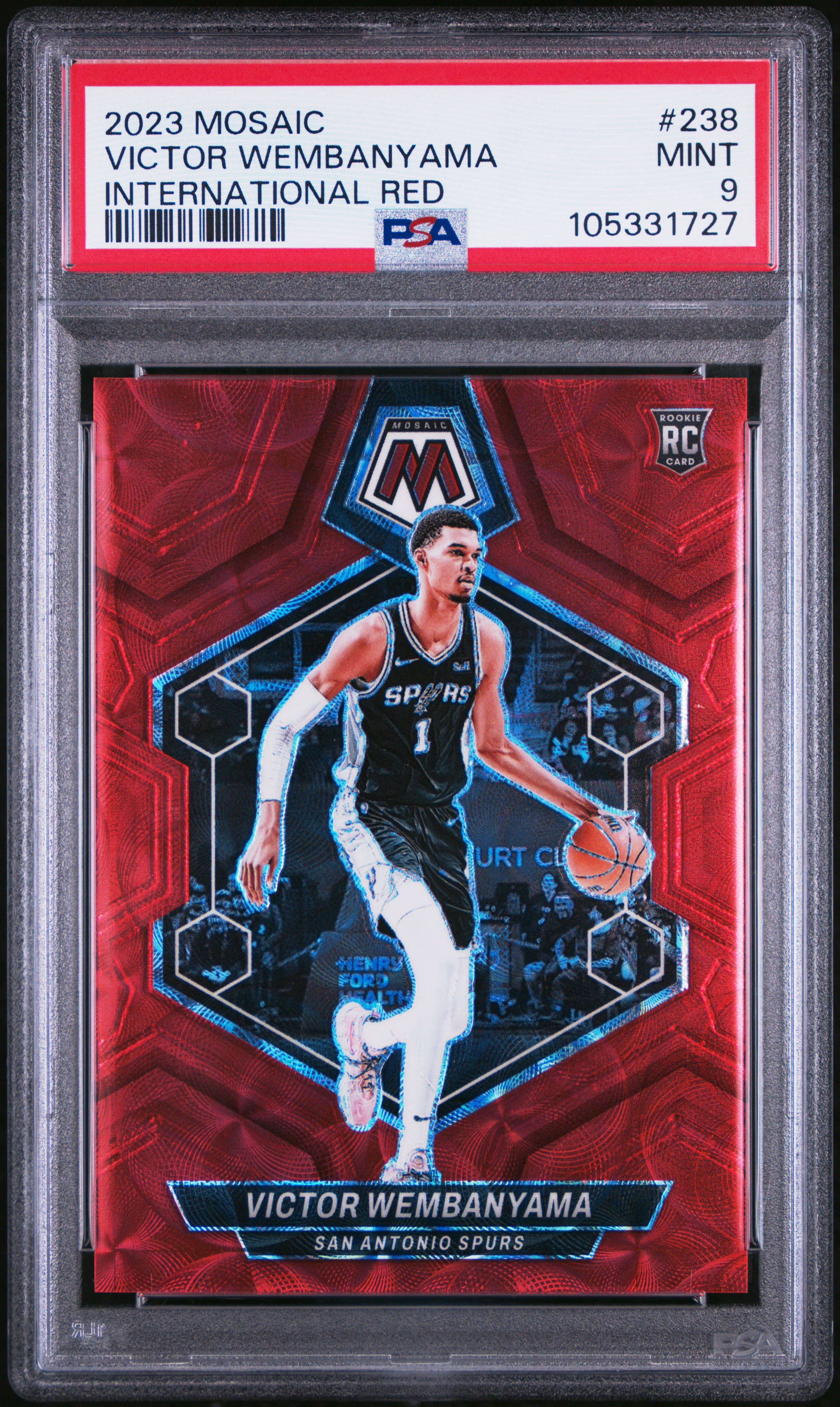 2023 Panini Mosaic Victor Wembanyama #238 (International Red) Mint 9 front