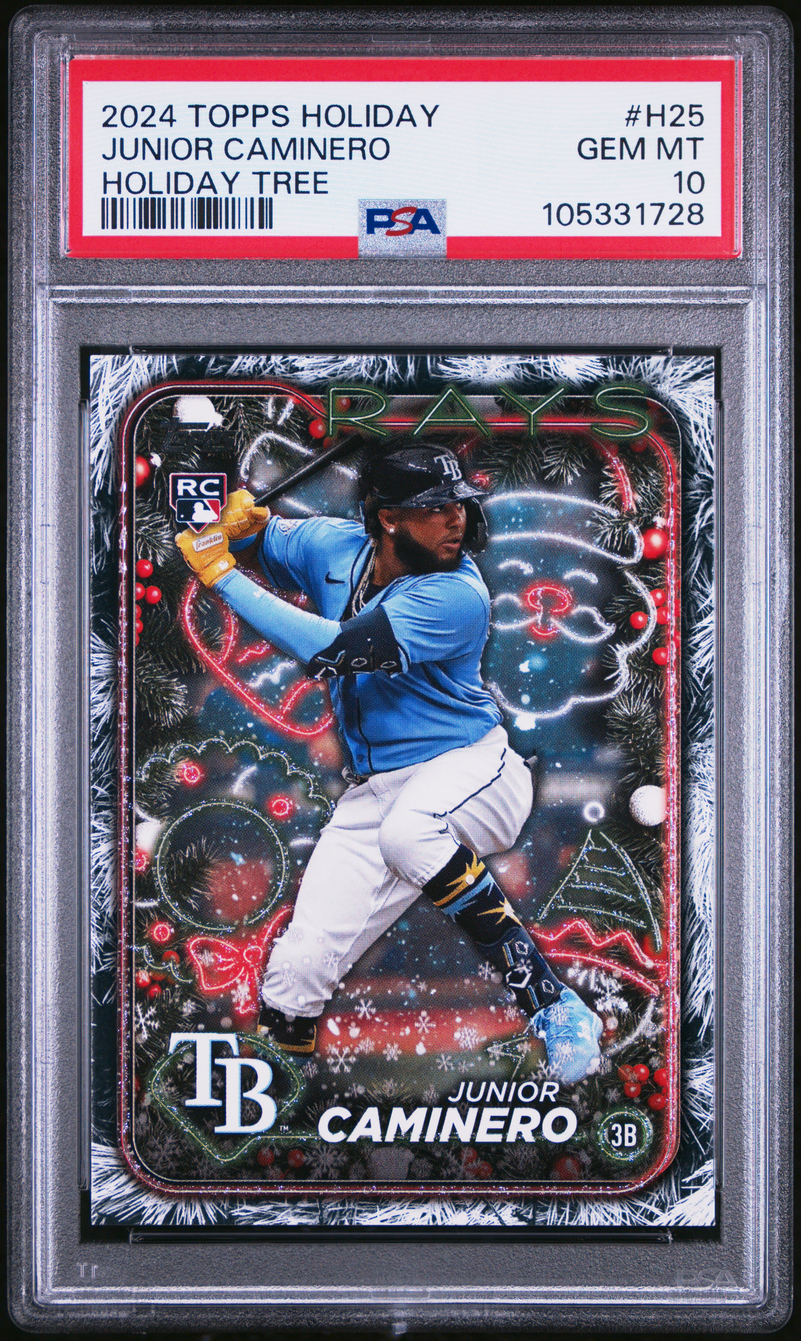 2024 Topps Holiday Junior Caminero #H25 (Holiday Tree) Gem Mt 10 front