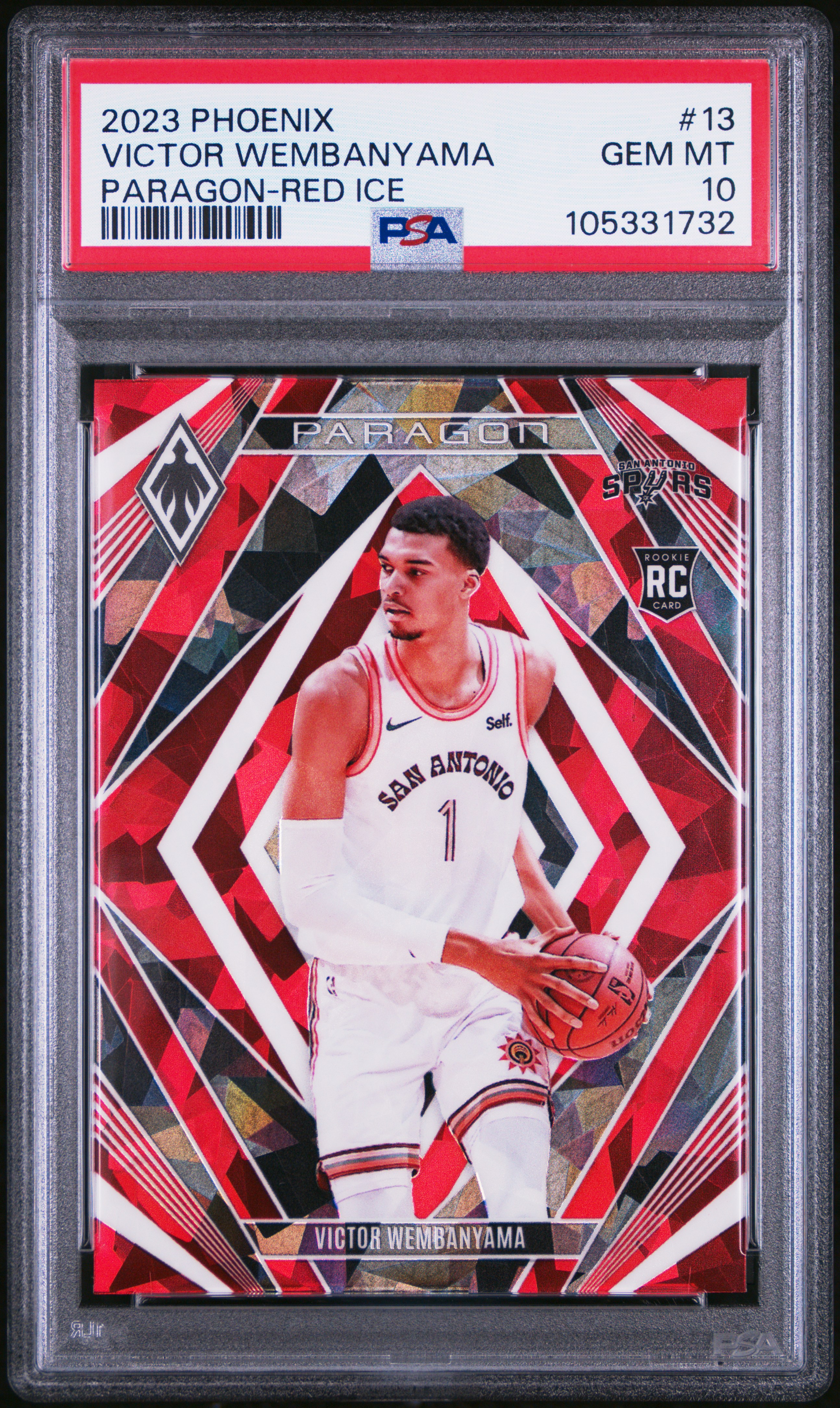 2023 Panini Phoenix Paragon Victor Wembanyama #13 (Paragon-Red Ice) Gem Mt 10 front