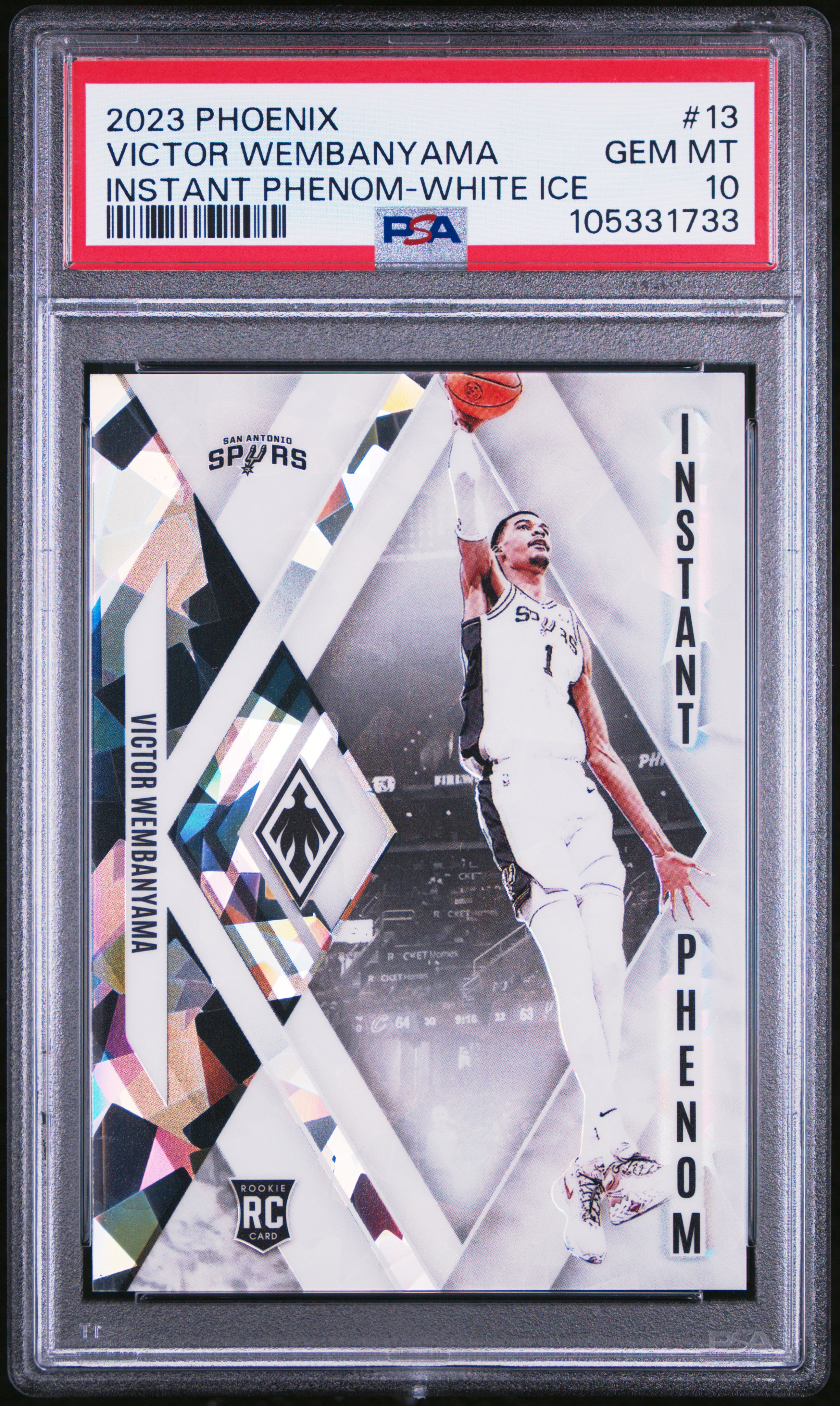 2023 Panini Phoenix Instant Phenom Victor Wembanyama #13 (Instant Phenom-White Ice) Gem Mt 10 front